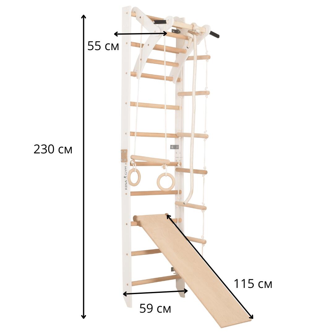 Gymnastisch wandrek met klimplank, wit (SPR A+slide) 2/7