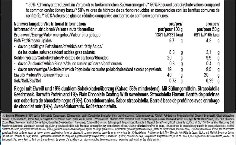 Barres protéinées - 40% Protein Bar Low Carb - Stracciatella 3/3