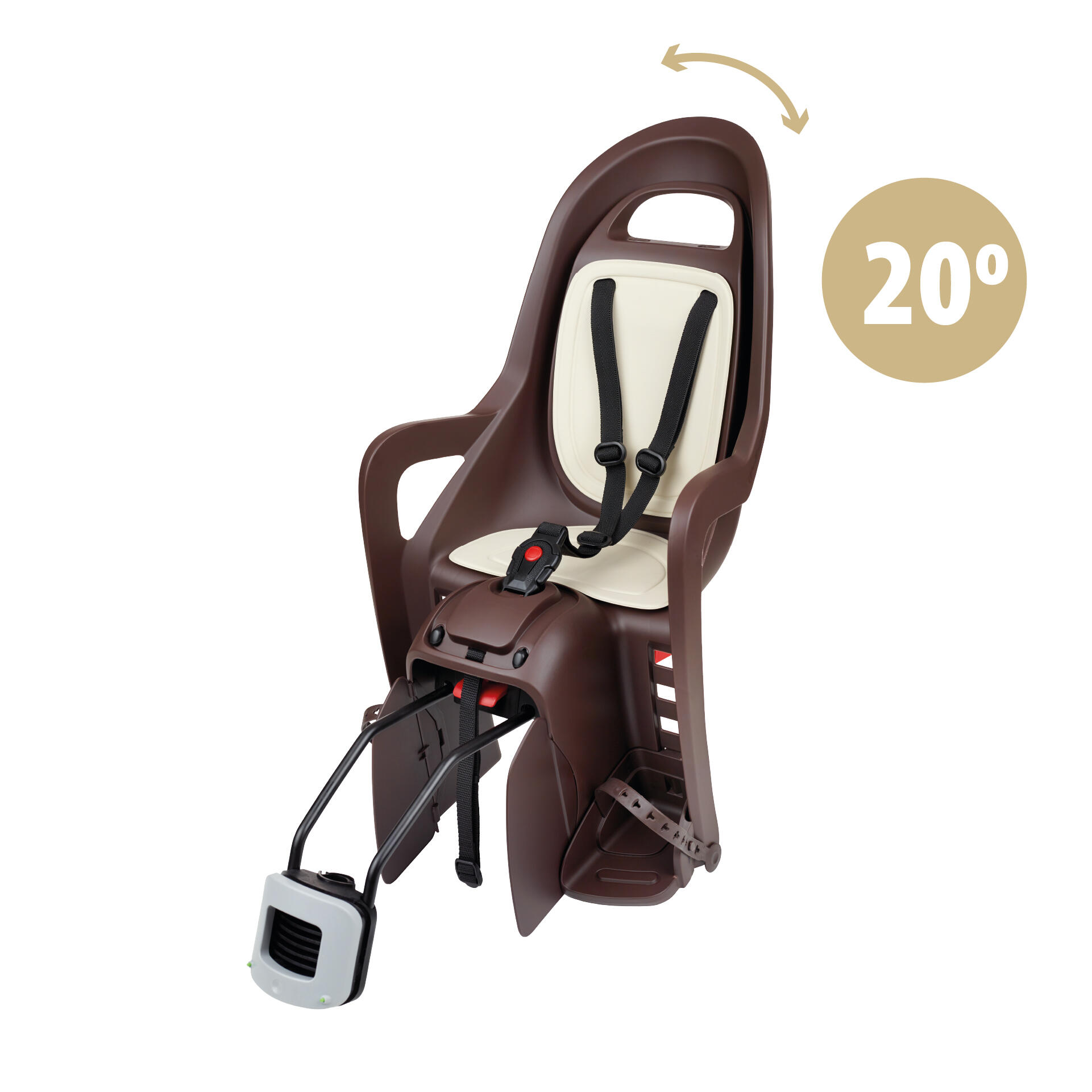 Polisport - Siège Vélo Arrière Inclinable Pour Cadre Groovy Marron - Siège Vélo Enfant - Marron - Taille Unique - Decathlon