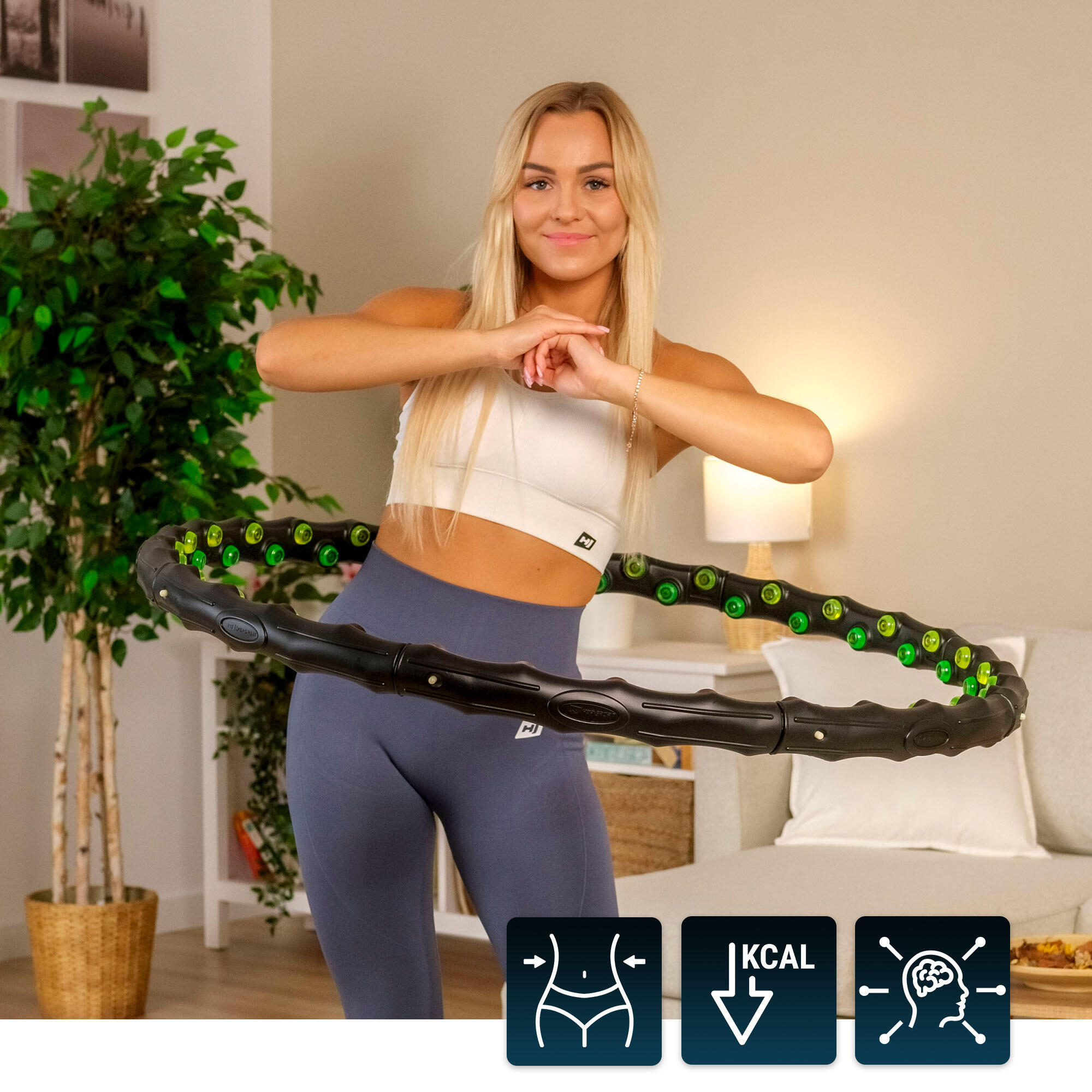 Hoelahoep met uitstulpingen - fitness oefenring Hop-Sport - 64 ballen 6/7