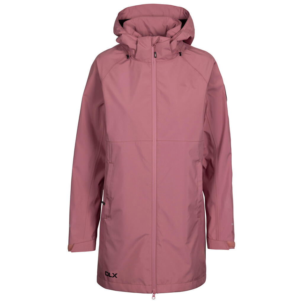 Womens 3 Layer Fabric Longer Length Zip Off Hood Waterproof Jacket - Lucille