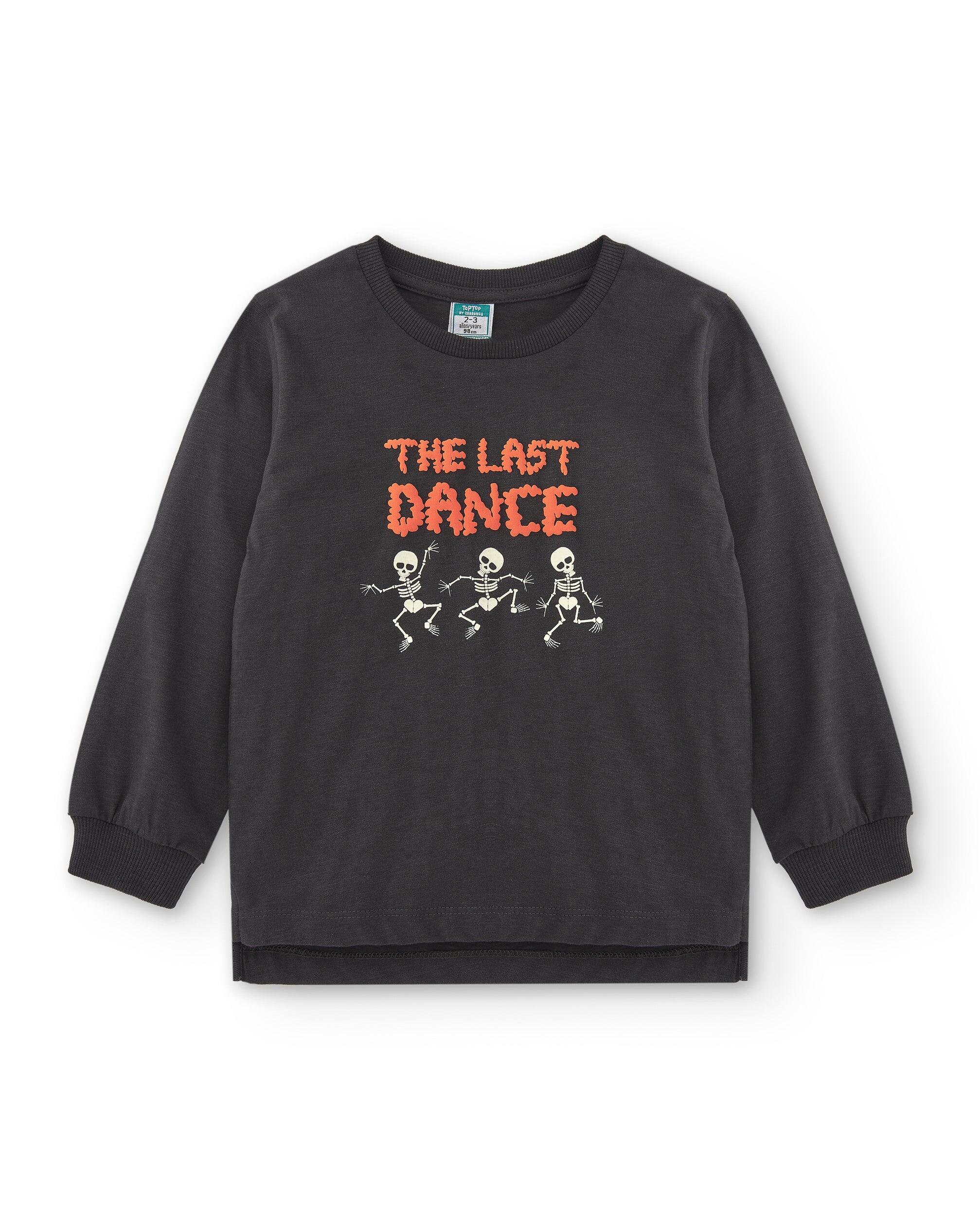 Camiseta manga larga de niño antracita esqueletos 2/4