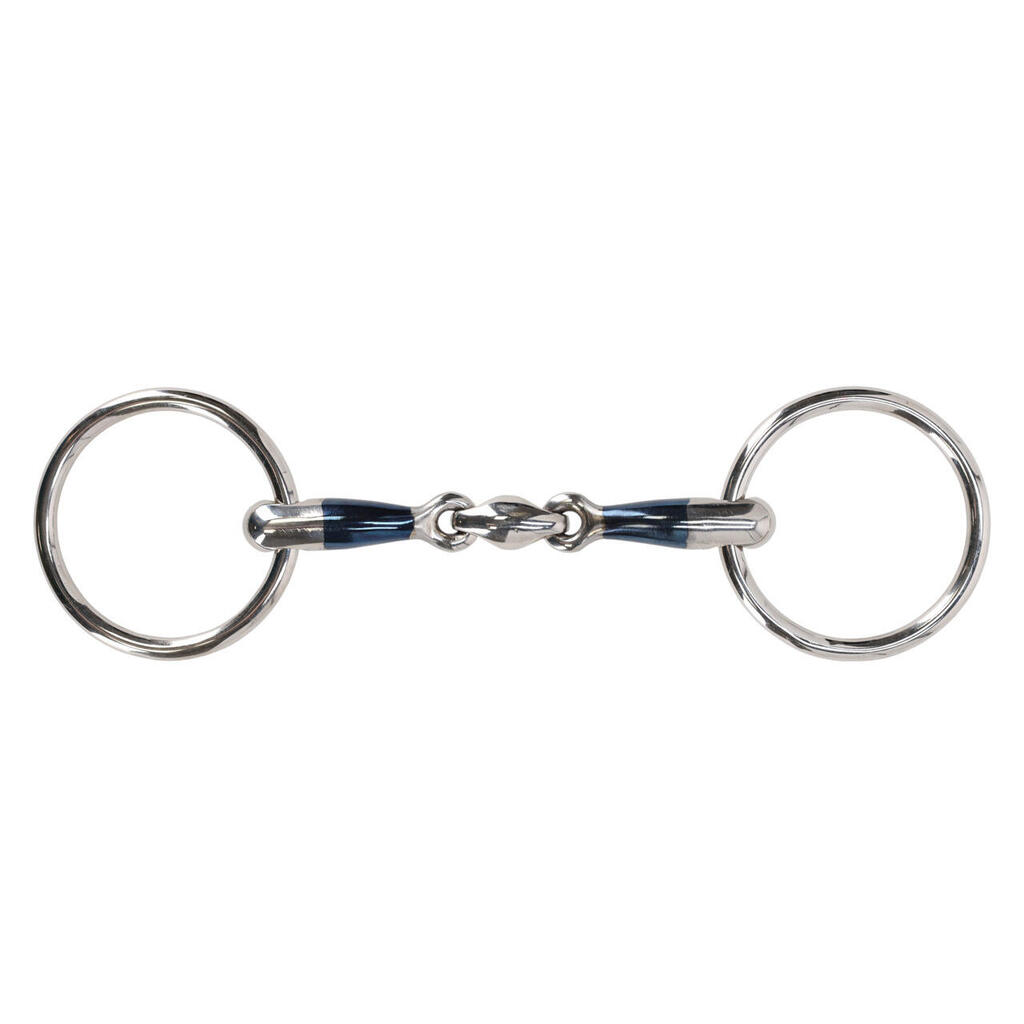 Anatomical double-jointed snaffle bit with two rings for horse QHP