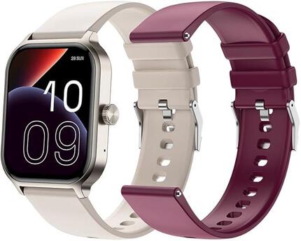 SPC Smartee Duo 3 – Montre connectée AMOLED 1,93”, appels BT, beige/bordeaux