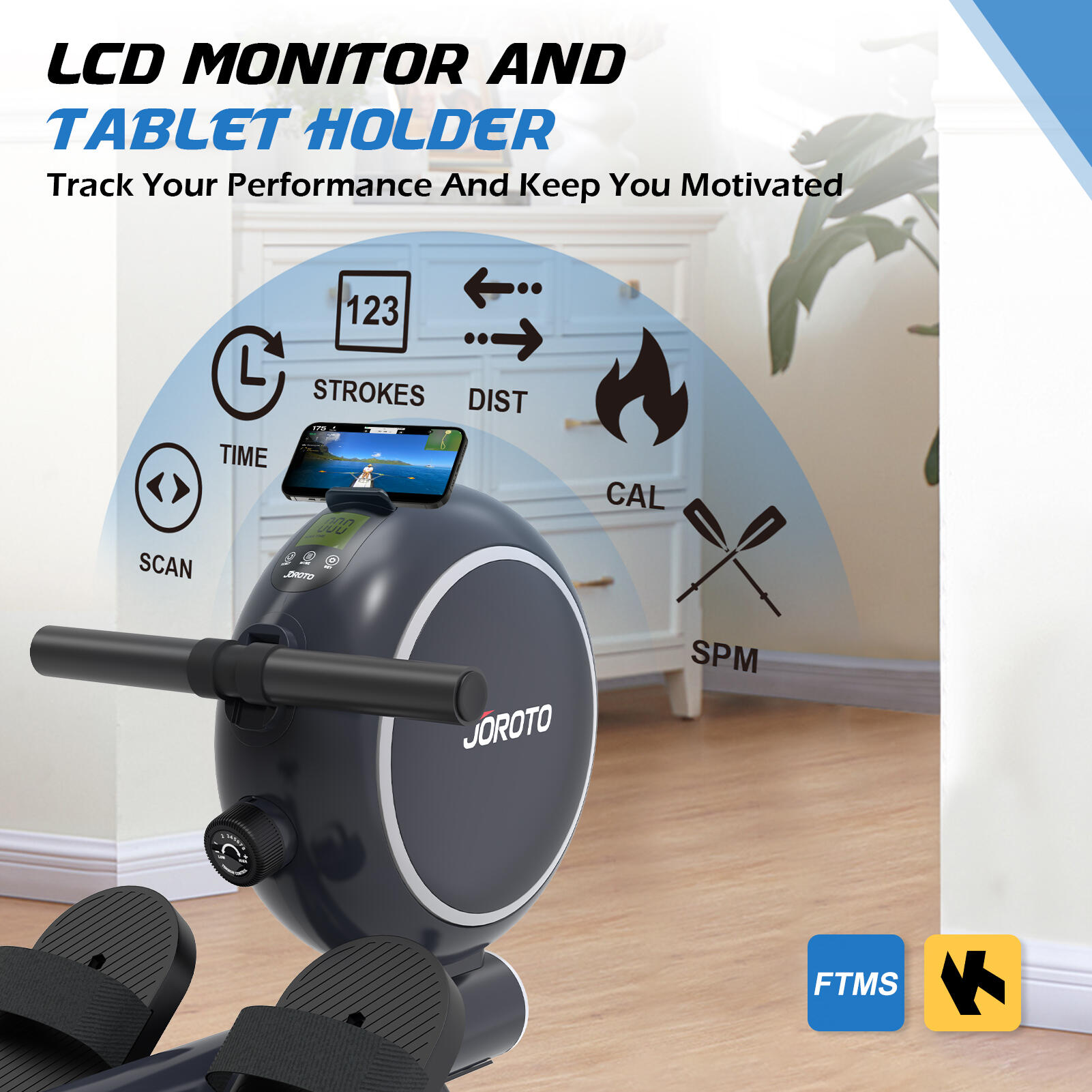 JR40B roeimachine met magnetische weerstand, 8 weerstandsniveaus, Bluetooth APP 3/7