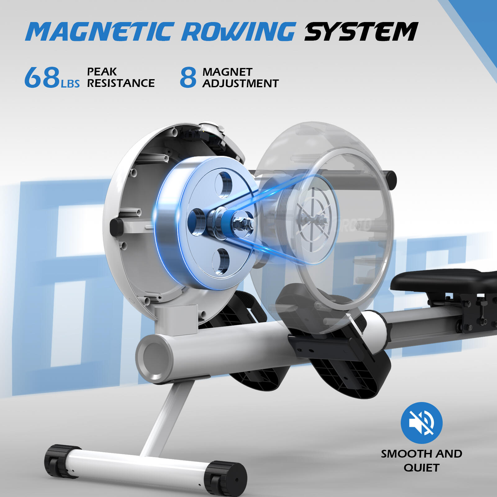 JR40W roeimachine met magnetische weerstand, 8 weerstandsniveaus, Bluetooth APP 2/7