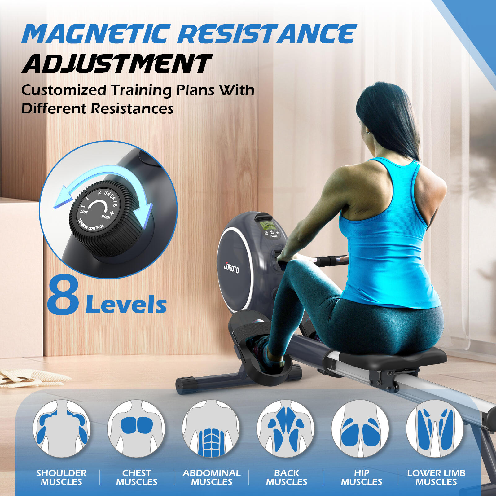 JR40B roeimachine met magnetische weerstand, 8 weerstandsniveaus, Bluetooth APP 5/7