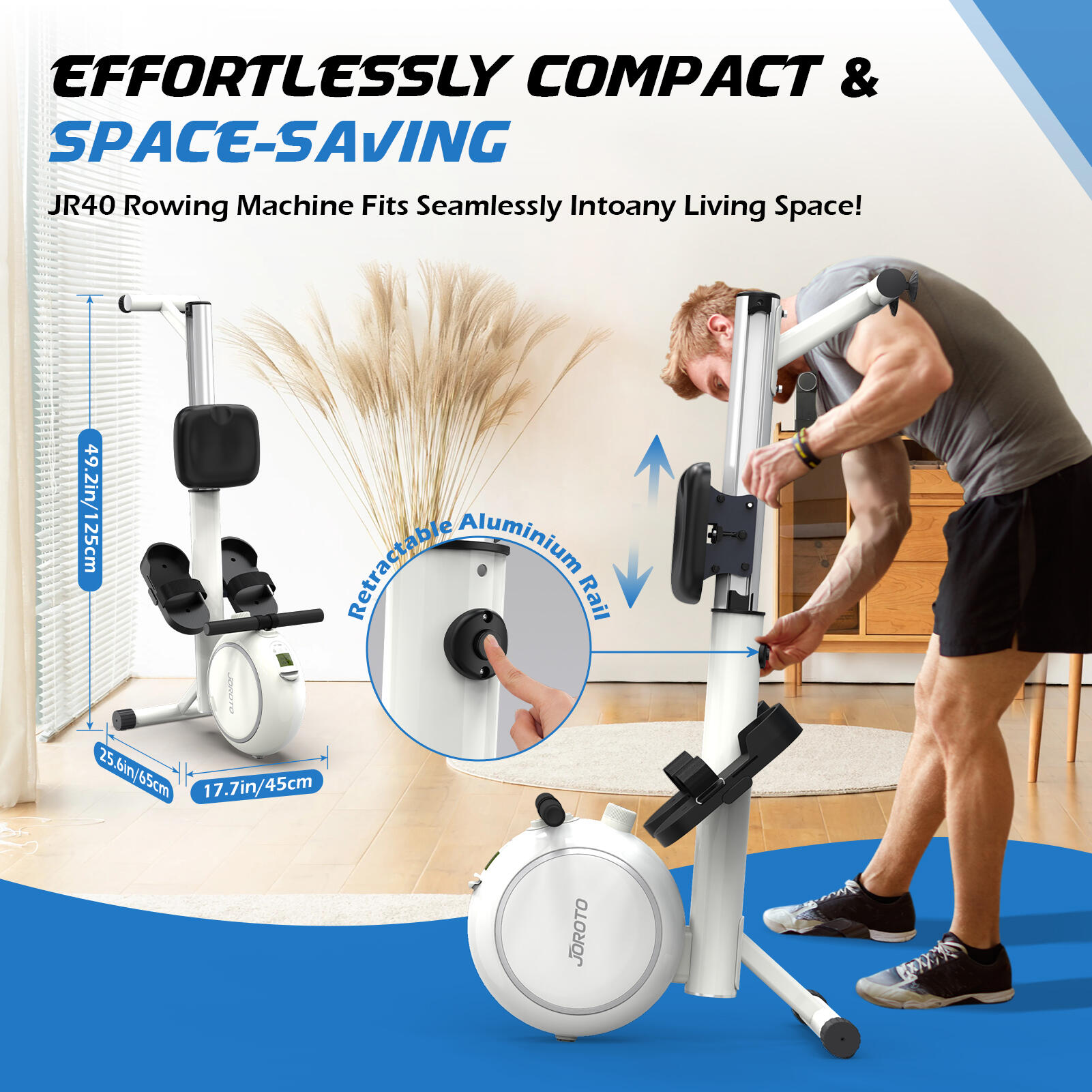 JR40W roeimachine met magnetische weerstand, 8 weerstandsniveaus, Bluetooth APP 4/7