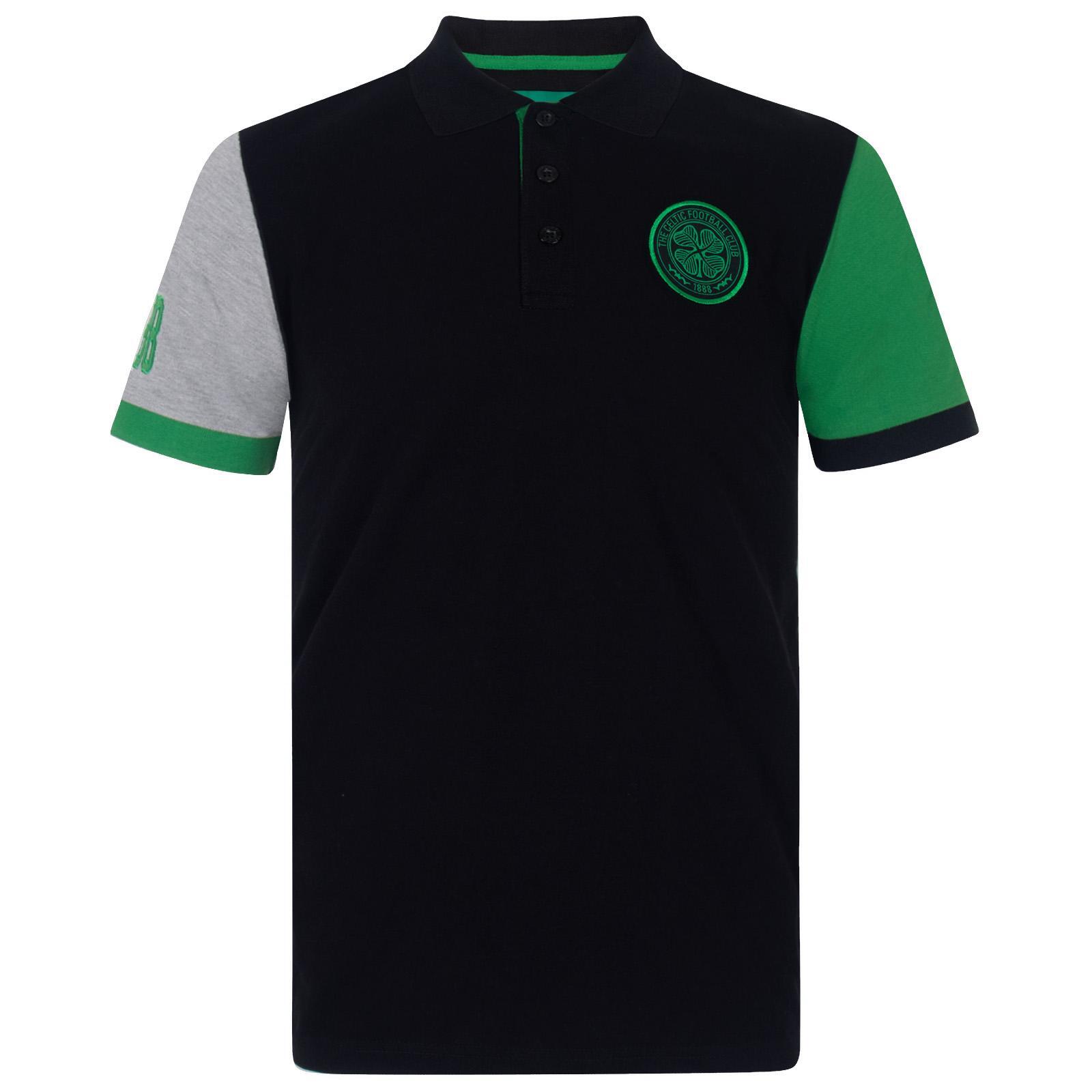 Celtic FC Mens Contrast Sleeves Polo Shirt