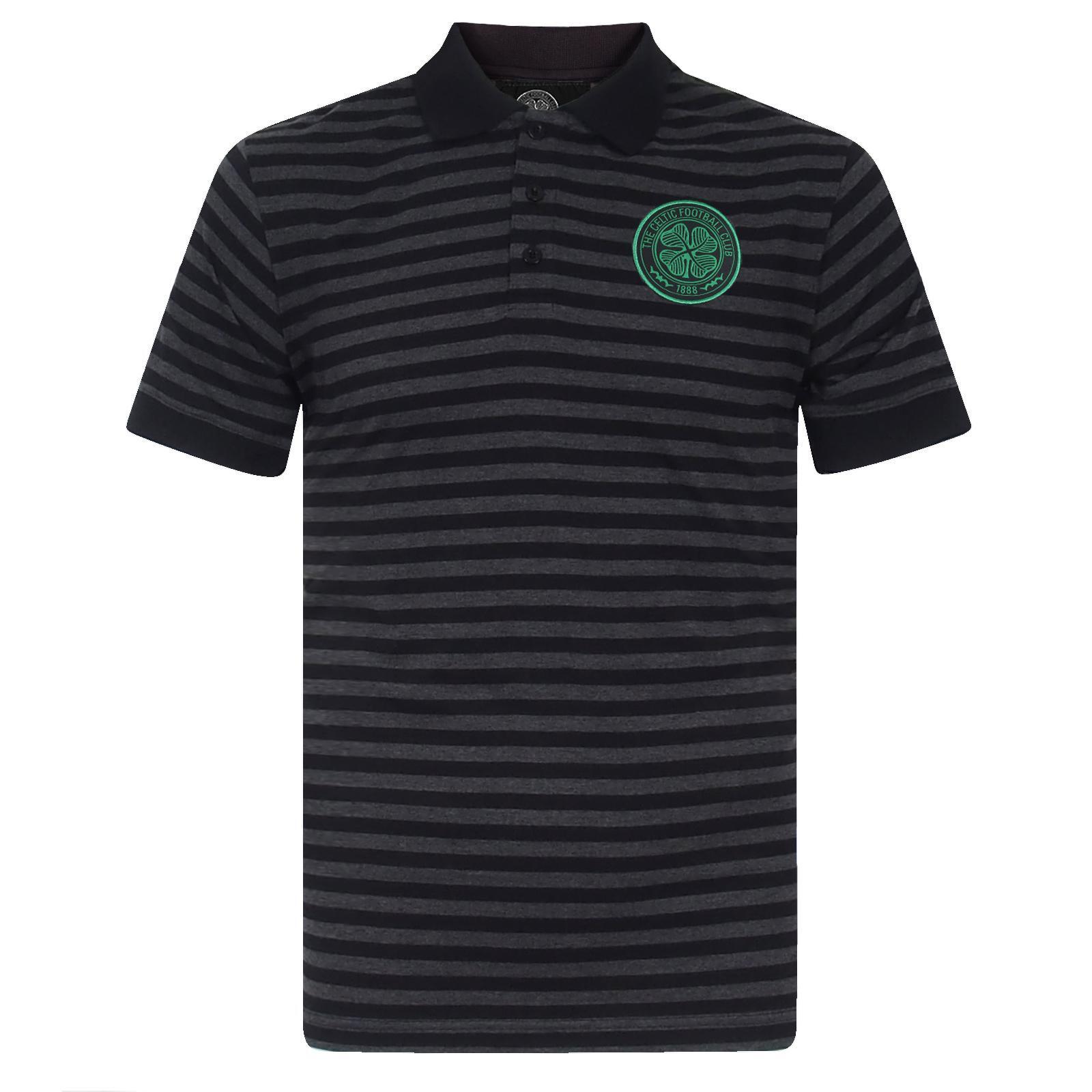 Celtic FC Mens Contrast Striped Polo Shirt