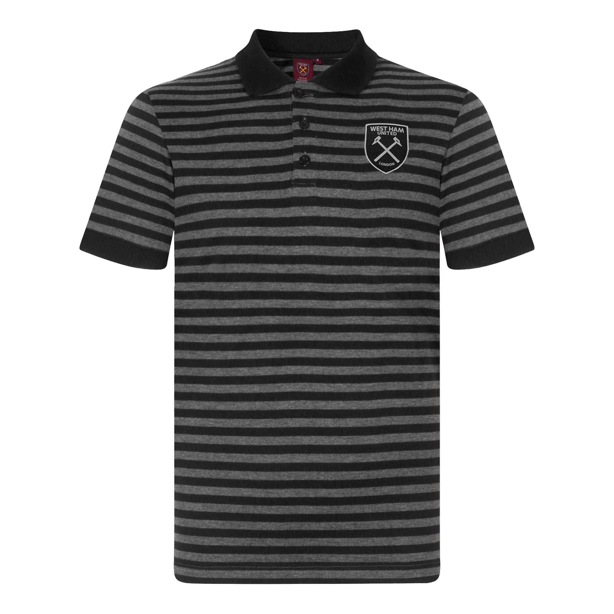 West Ham United FC Mens Contrast Striped Polo Shirt