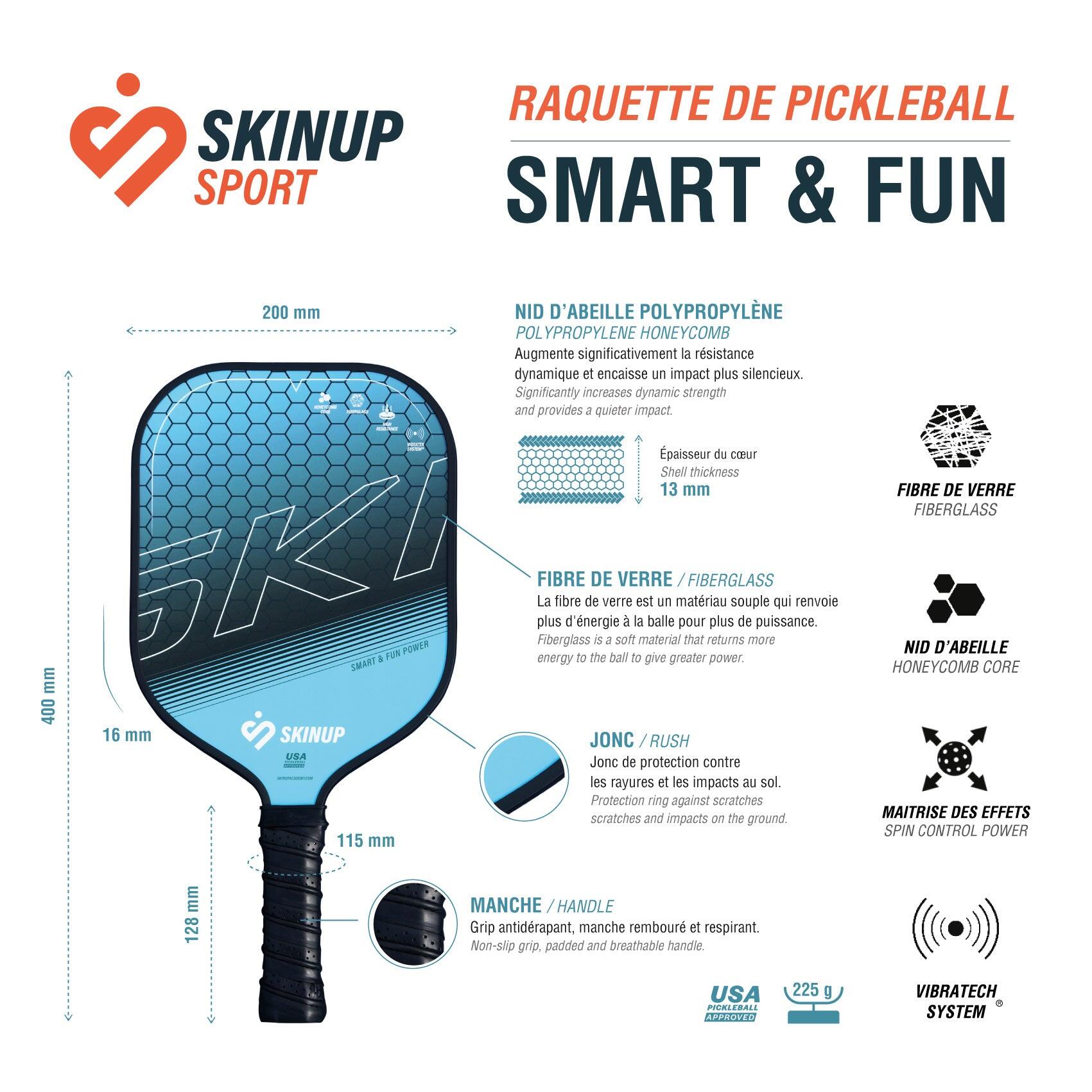 Pala de pickleball azul inteligente y divertida - SKINUP Sport 3/3