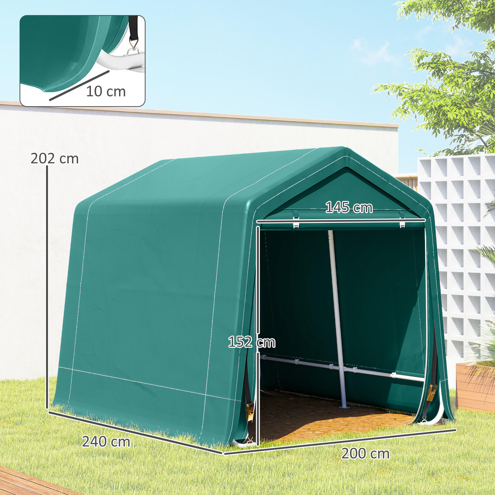 Caseta almacenamiento bicicletas 240x200x202 cm Verde 3/7