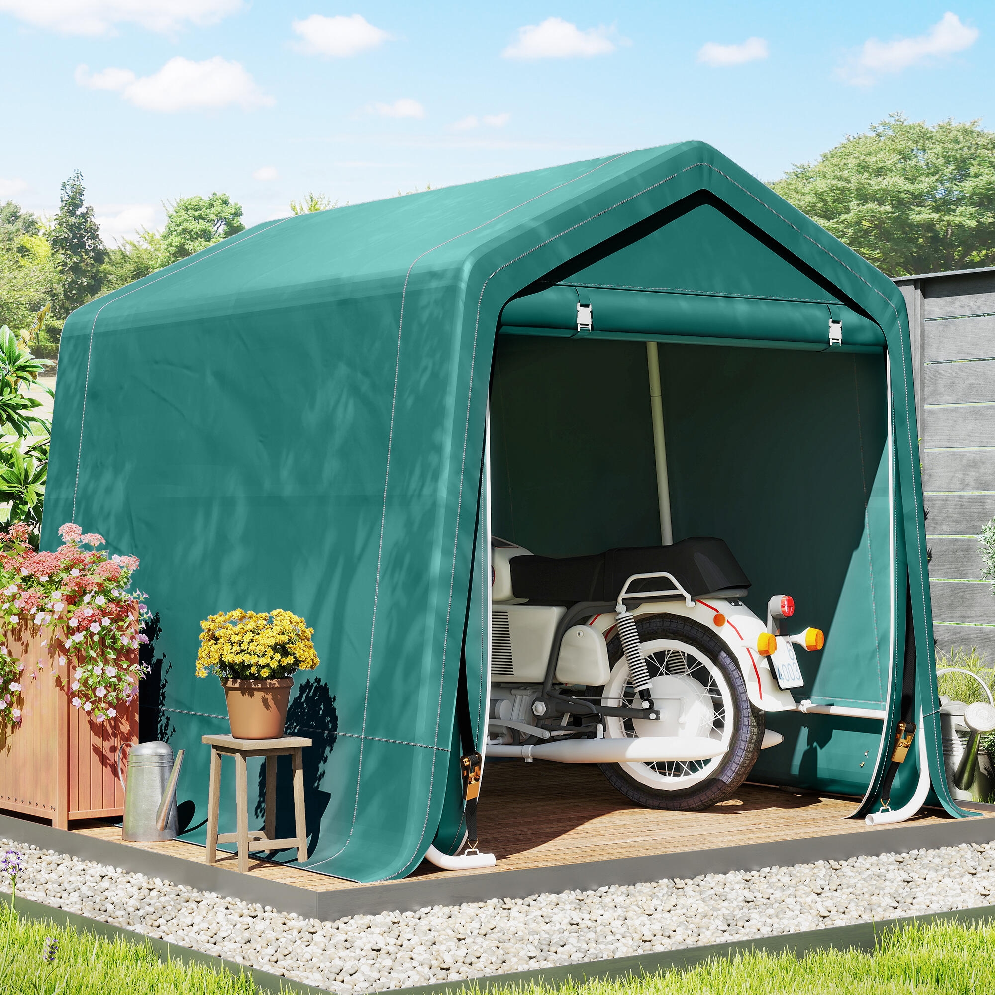 Caseta almacenamiento bicicletas 240x200x202 cm Verde 2/7