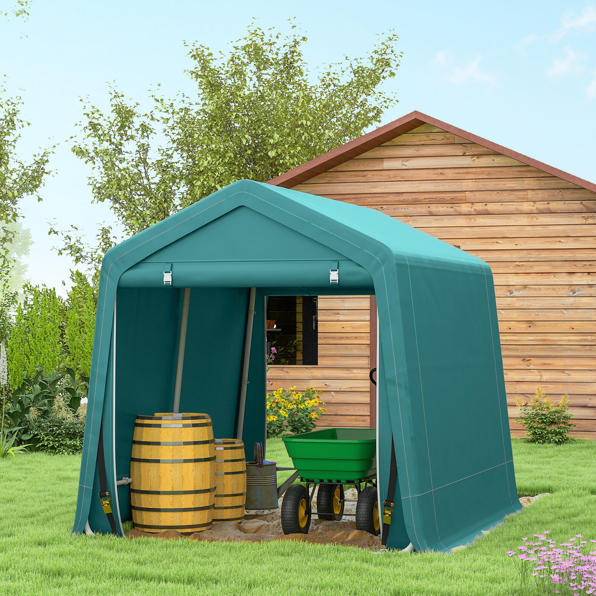 Caseta almacenamiento bicicletas 240x200x202 cm Verde 5/7