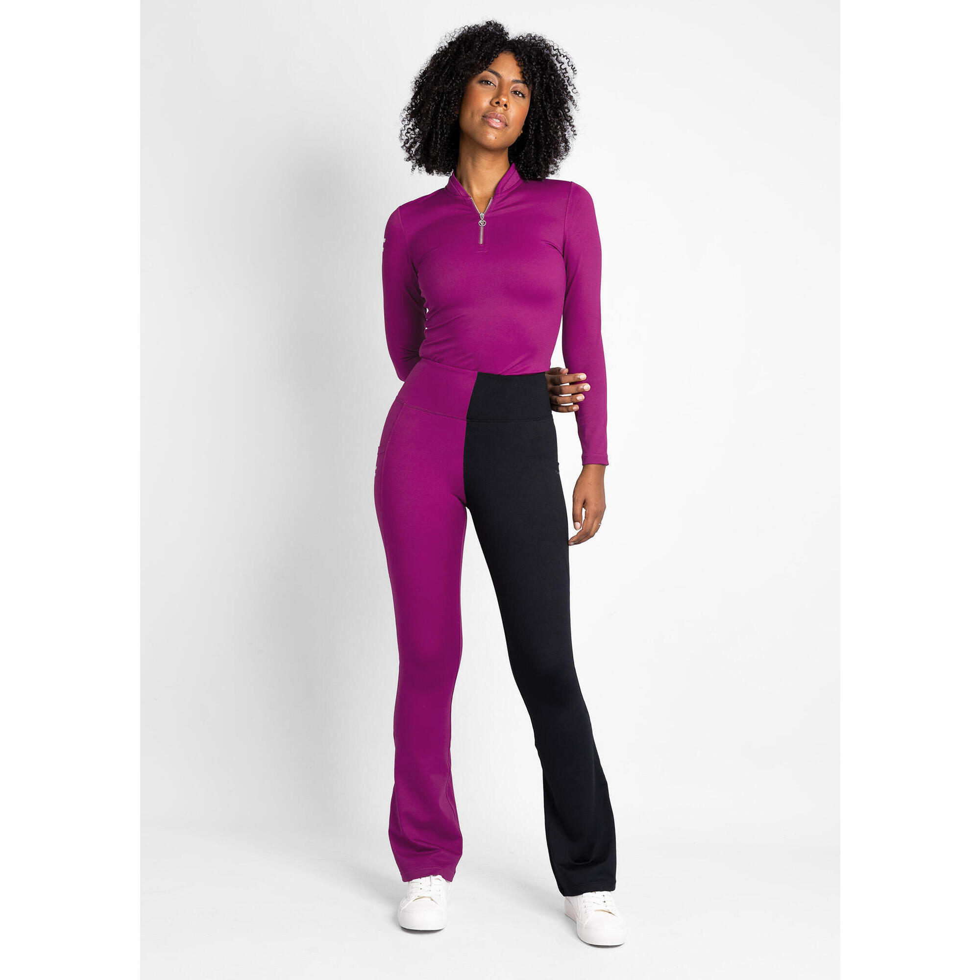 Flairway Golf - Legging De Golf Femme Ventura – Taille Haute, Gainant, Respirant - Legging - Noir|violet - Decathlon