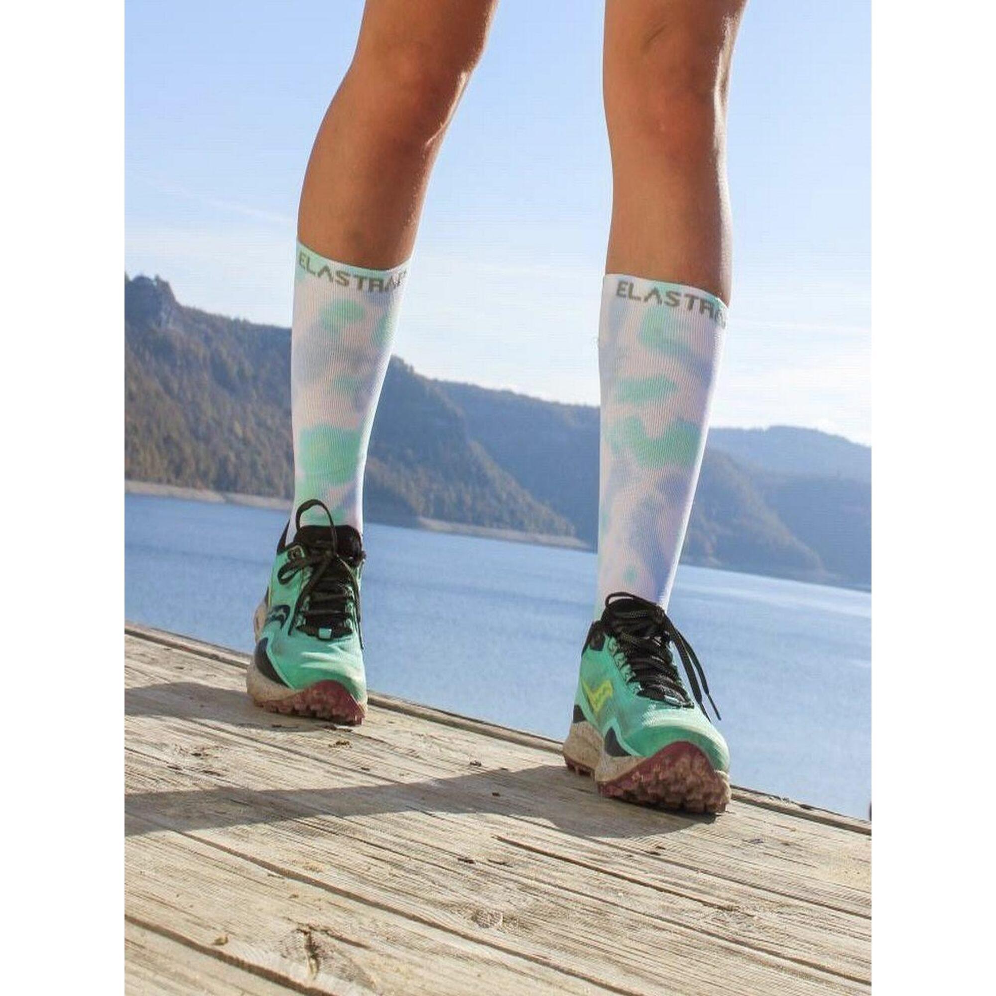 Elastrap - Chaussettes De Course Mi-mollet - Running, Vélo Et Sports - La Nature - Chaussettes De Compression - Blanc|bleu|vert - 37/42 - Decathlon