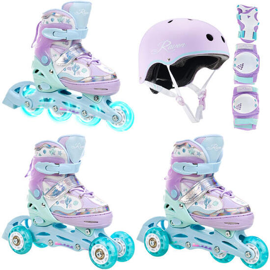 Zestaw Rolki 3w1 Raven Isla Świecące Kółka LED Ochraniacze Verba Kask Essto