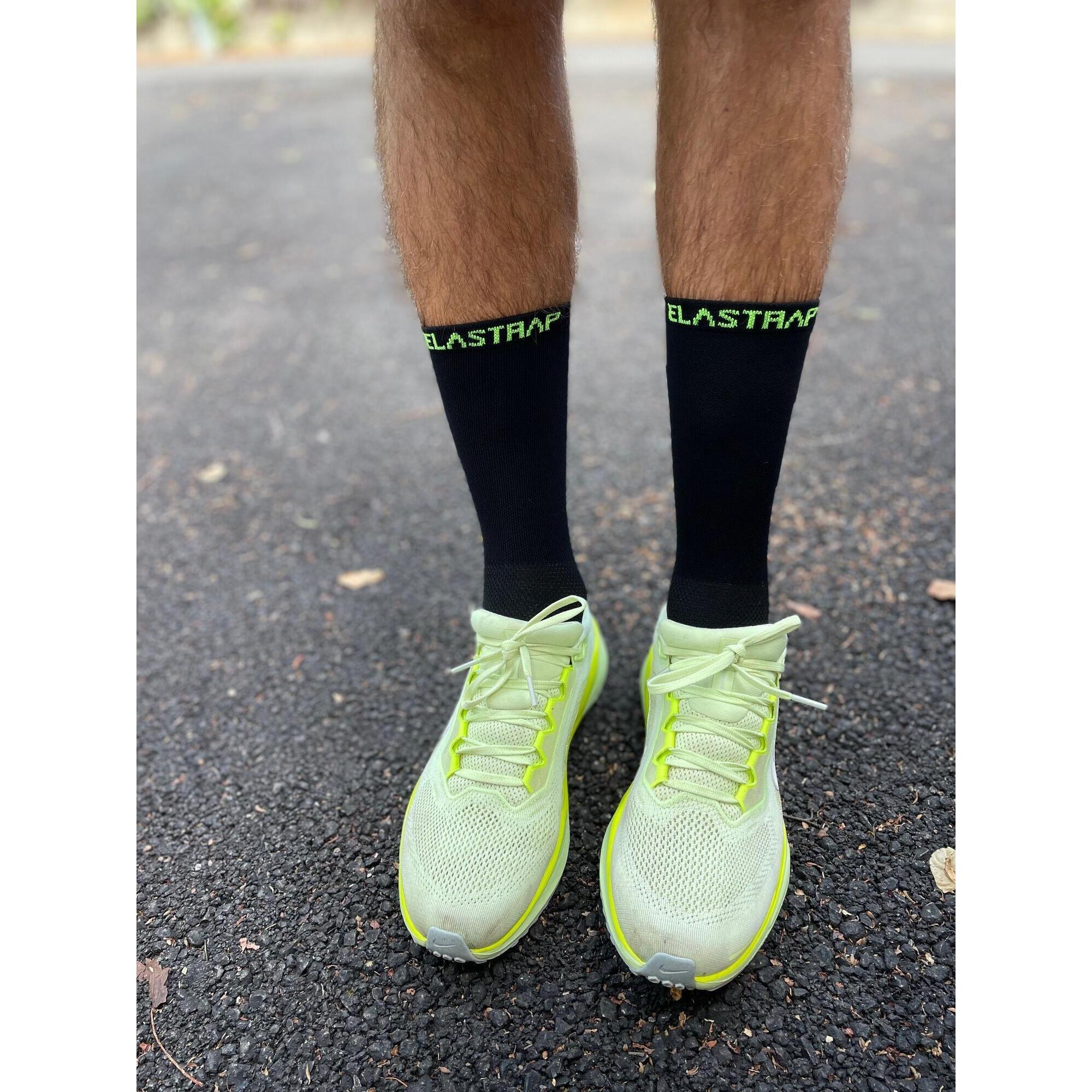 Elastrap - Chaussettes De Course Fines Et Respirantes - Running, Vélo, Sports - Noire - Chaussettes De Compression - Jaune|noir|vert - Decathlon