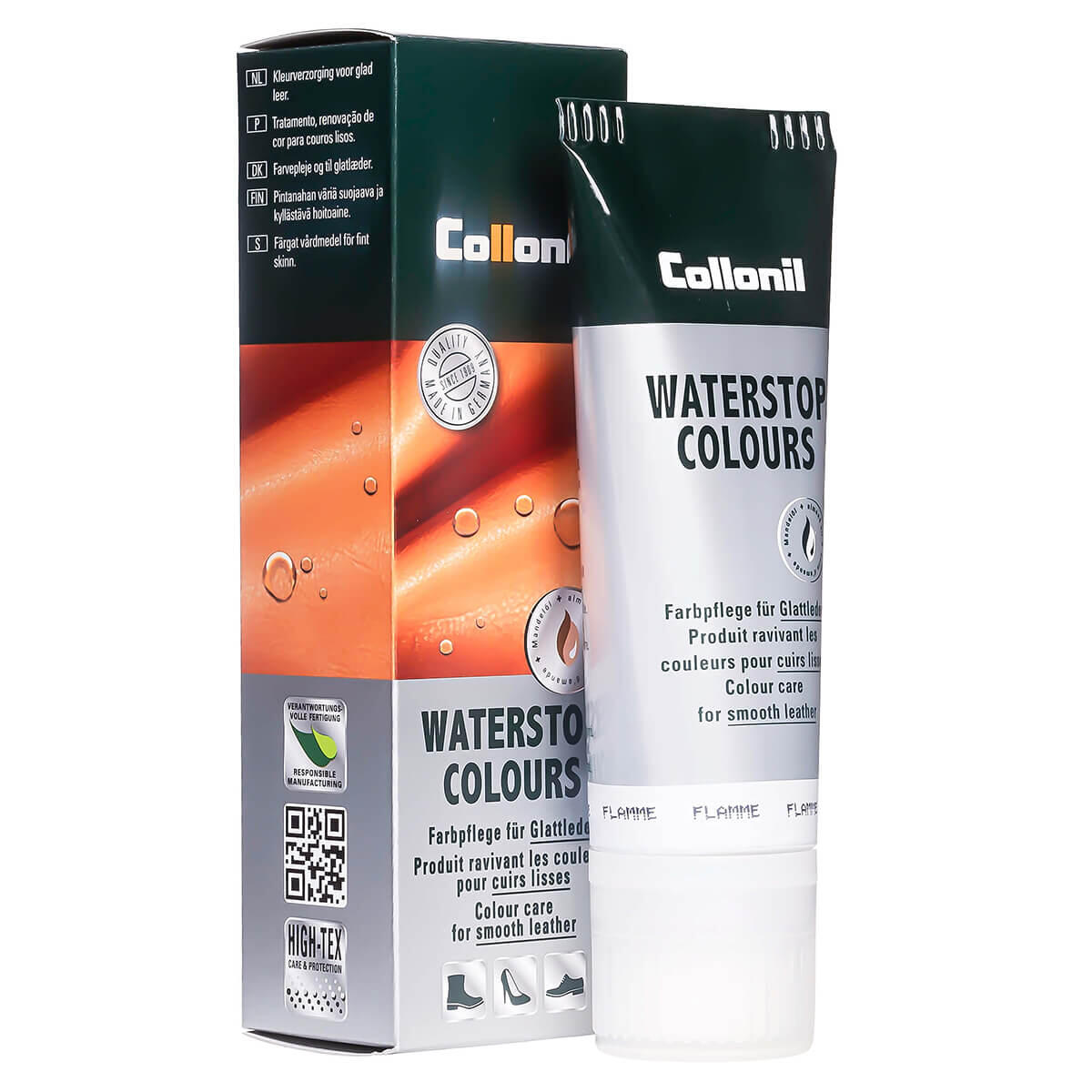 Crema de pantofi cu ulei de migdale Collonil Waterstop Colours, 75 ml, flame