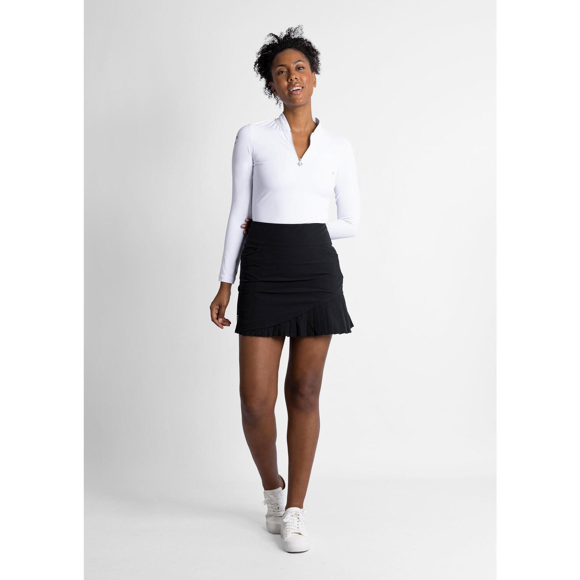 Flairway Golf - Jupe De Golf Femme Ellerston – Taille Haute Plissée, Coupe Performante - Jupe Short - Noir - Decathlon