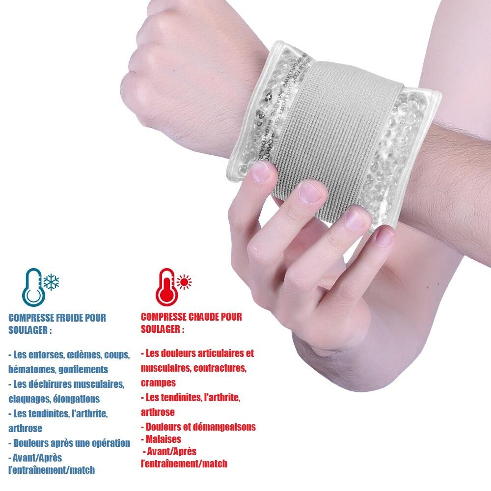 Poche de gel chaud / froid poignet - Compresse glace gel billes 3/6