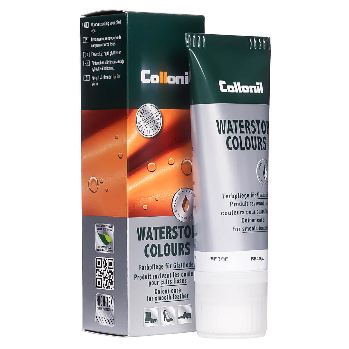 Crema de pantofi cu ulei de migdale Collonil Waterstop Colours, 75 ml, bej