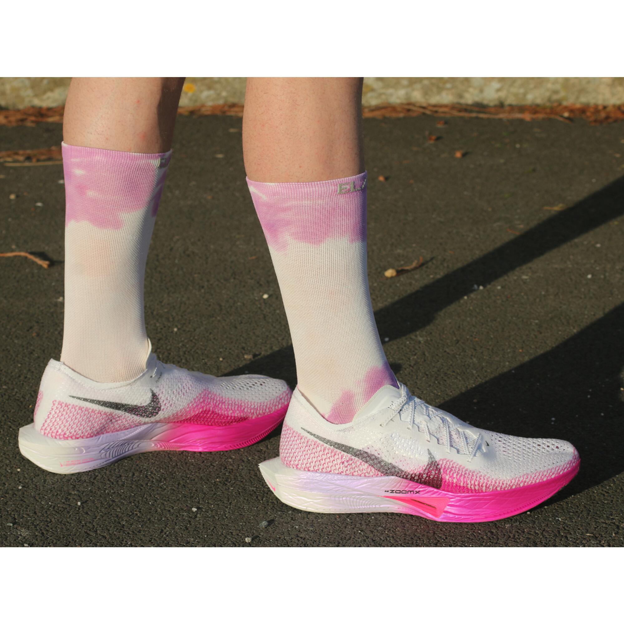 Elastrap - Chaussettes De Course Mi-mollet - Running, Vélo Et Sports - La Pourpre - Chaussettes De Compression - Blanc|violet - 43/47 - Decathlon