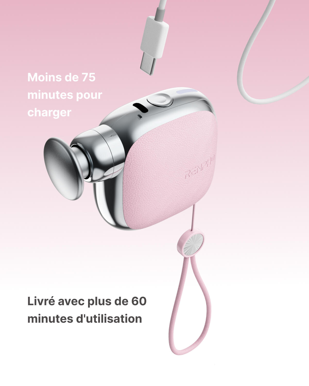 RENPHO - Pistolet de massage Micro WMG16 - Rose 7/7