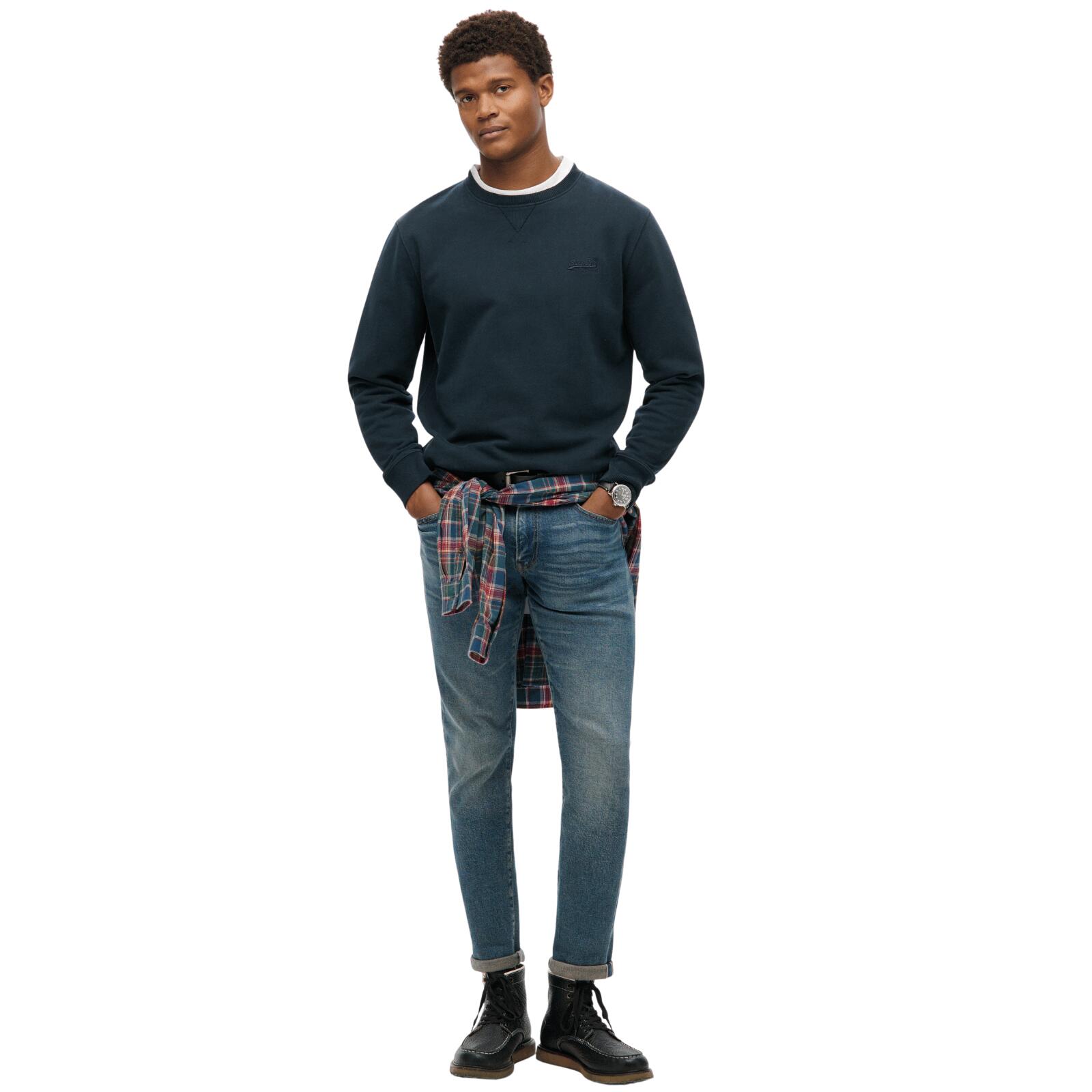 Felpa Uomo Superdry Essential Logo Girocollo Blu Navy 3/5