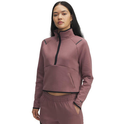 Sweatshirt 1/2 rit met kangoeroezak cropped voor dames under armour unstoppable