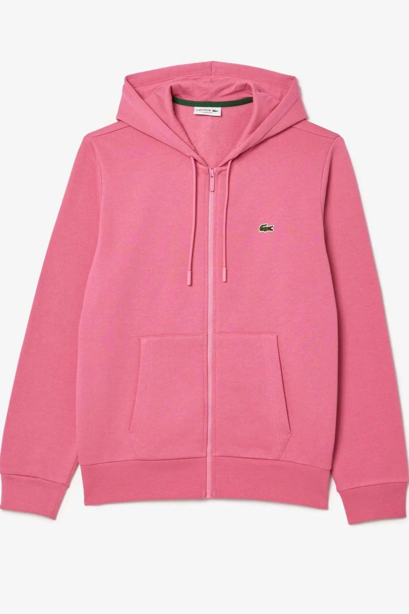 Felpa Con Cappuccio E Zip Intera Lavorato A Maglia Uomo Lacoste Rosa 5/7