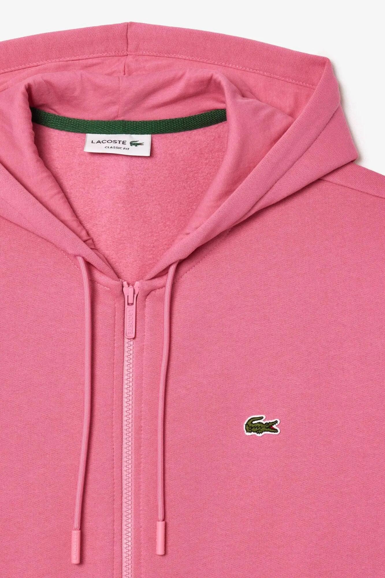 Felpa Con Cappuccio E Zip Intera Lavorato A Maglia Uomo Lacoste Rosa 6/7