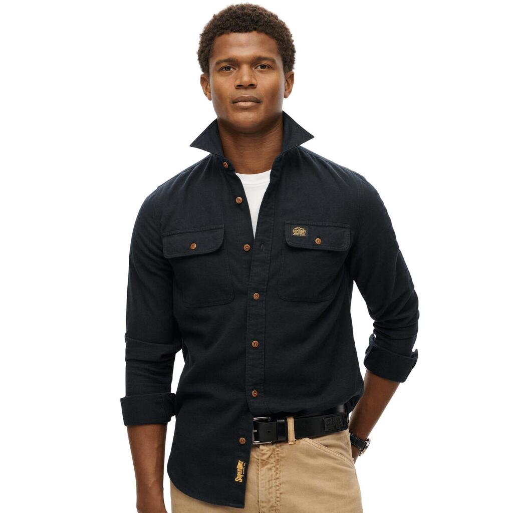 Superdry Flannel Workwear Shirt-Jet Black
