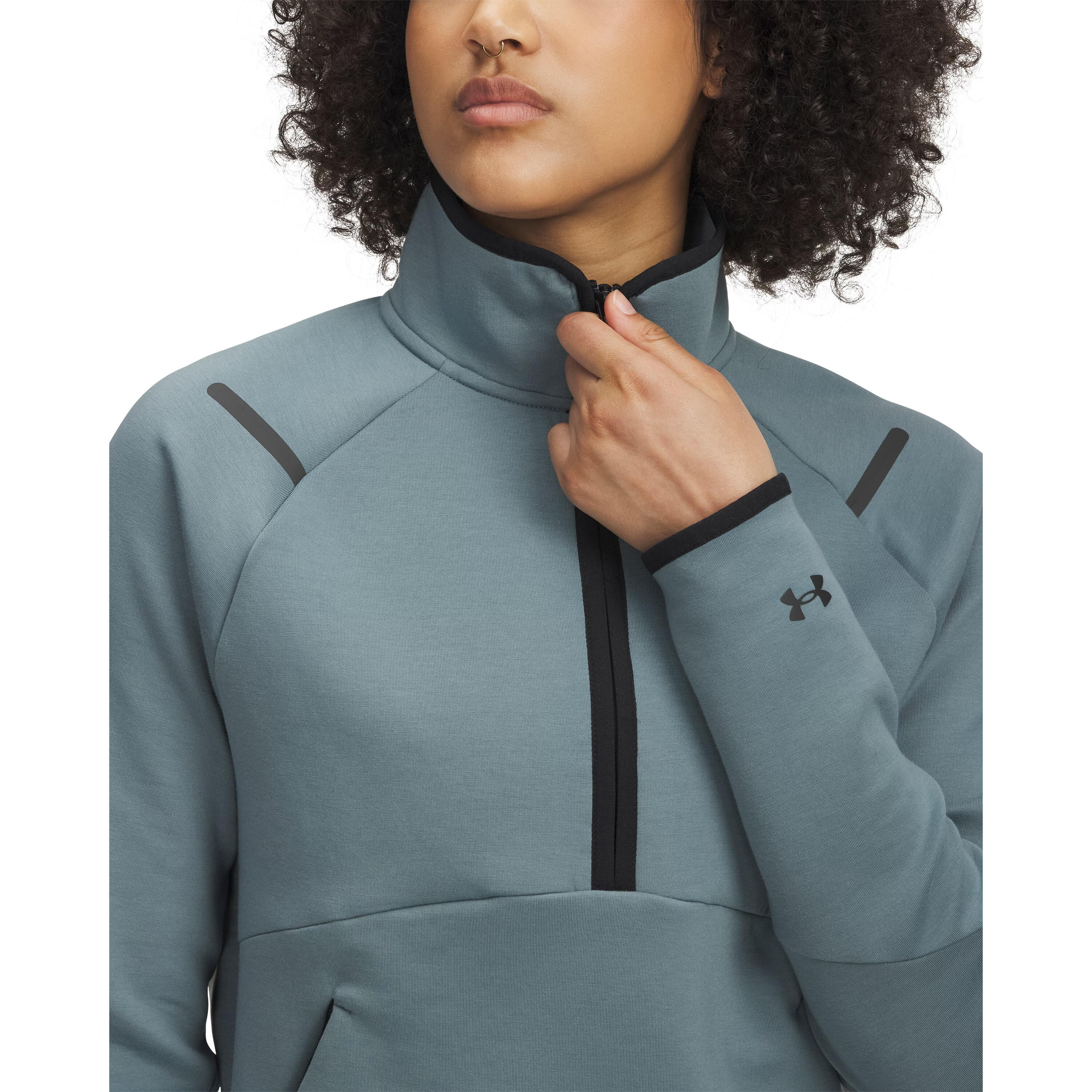Sudadera 1/2 cremallera con bolsillo canguro cropped para mujer Under Armour Uns 3/3