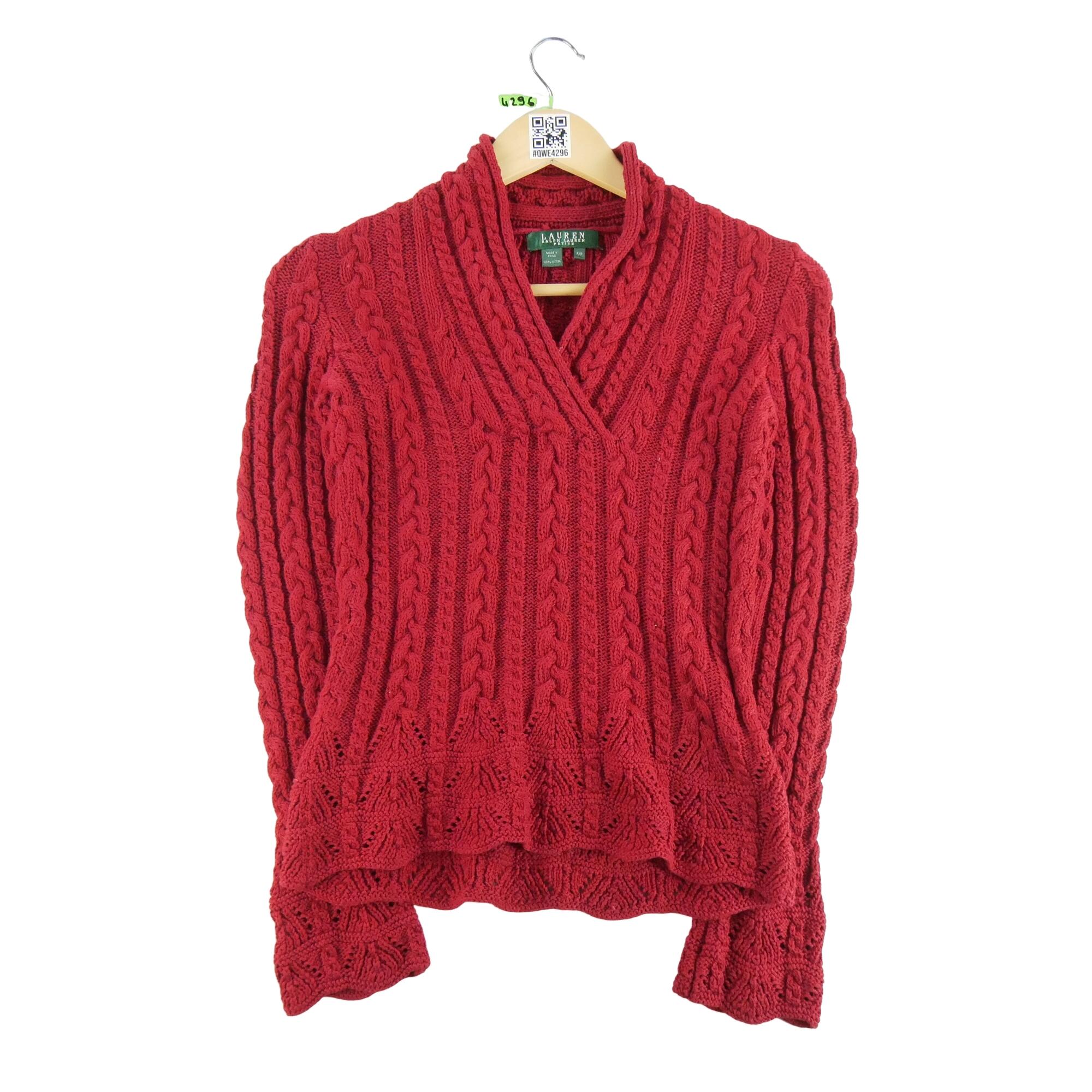 RALPH LAUREN Reconditionné - Pull Femme Rouge - Très Bon État