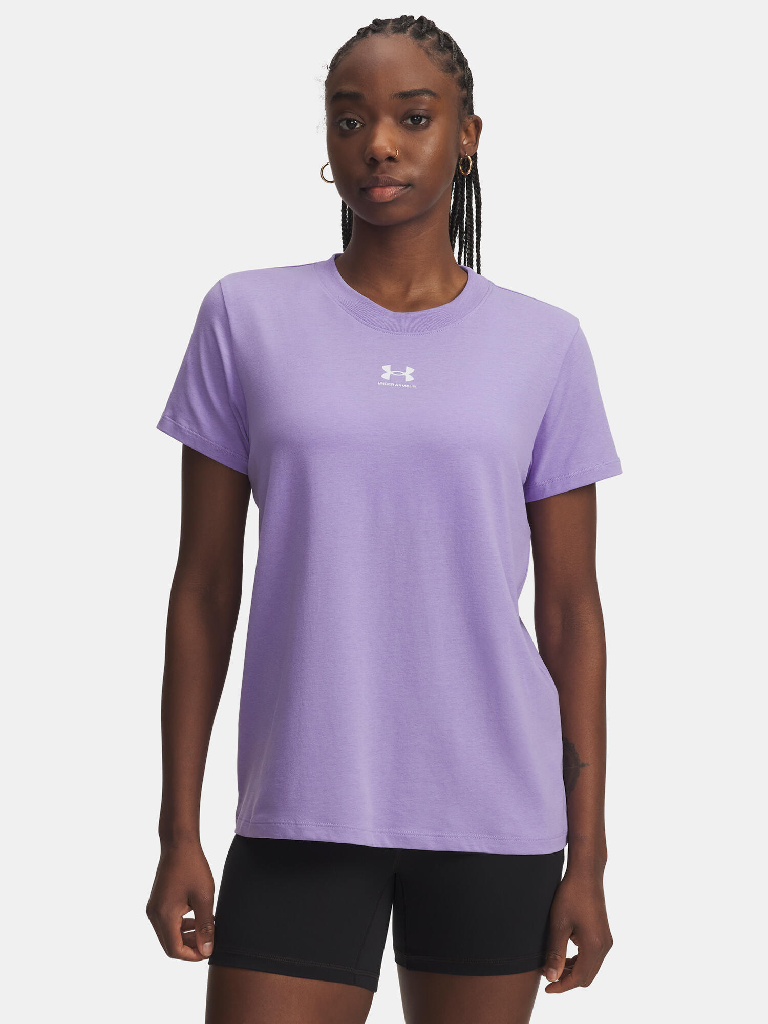 Maglietta da donna Under Armour Rival Core trasparente/bianca 3/4