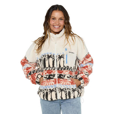Rip curl oceanic zip thru polar fleece - beige