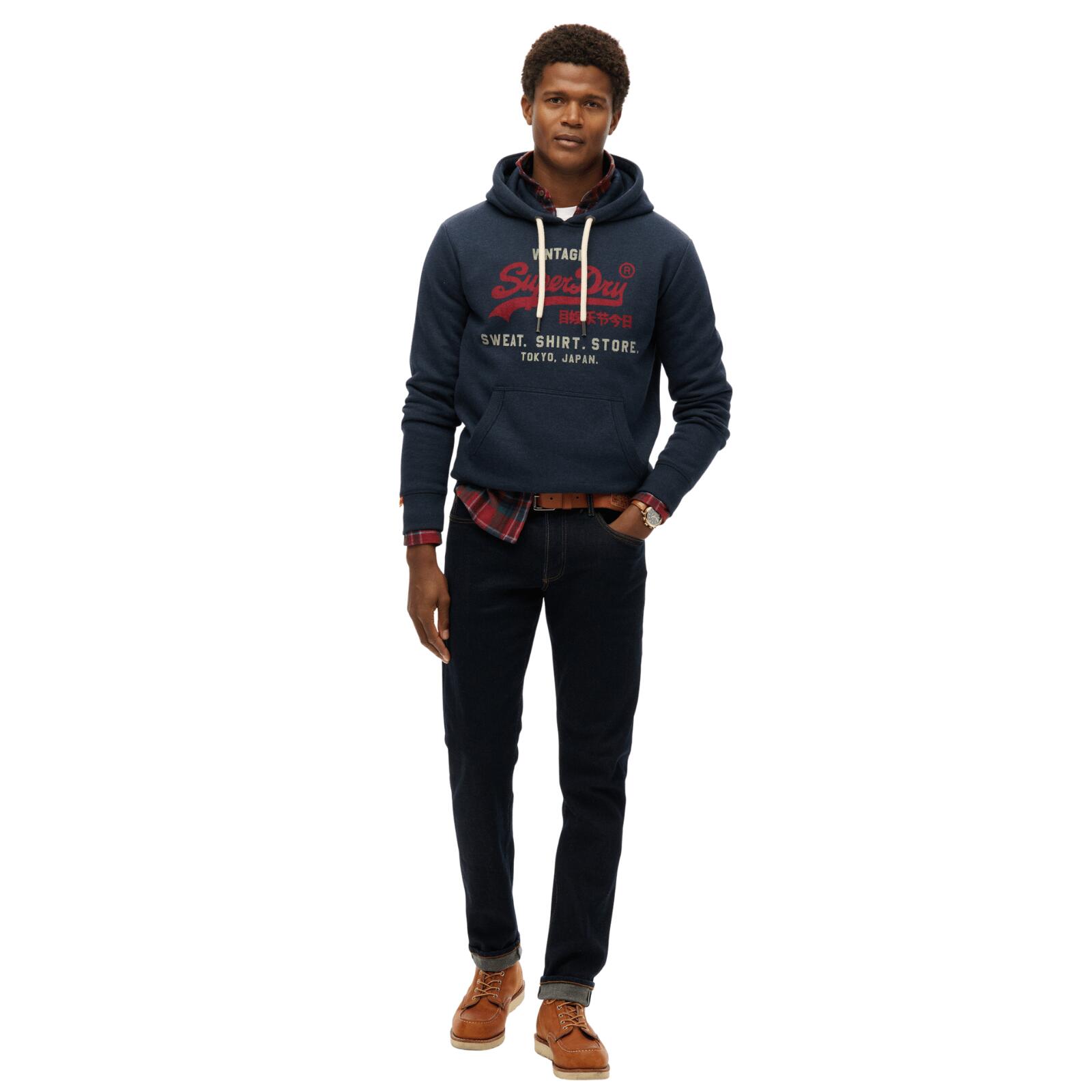 Sweat Marine/Bordeaux Homme Superdry Heritage 3/4