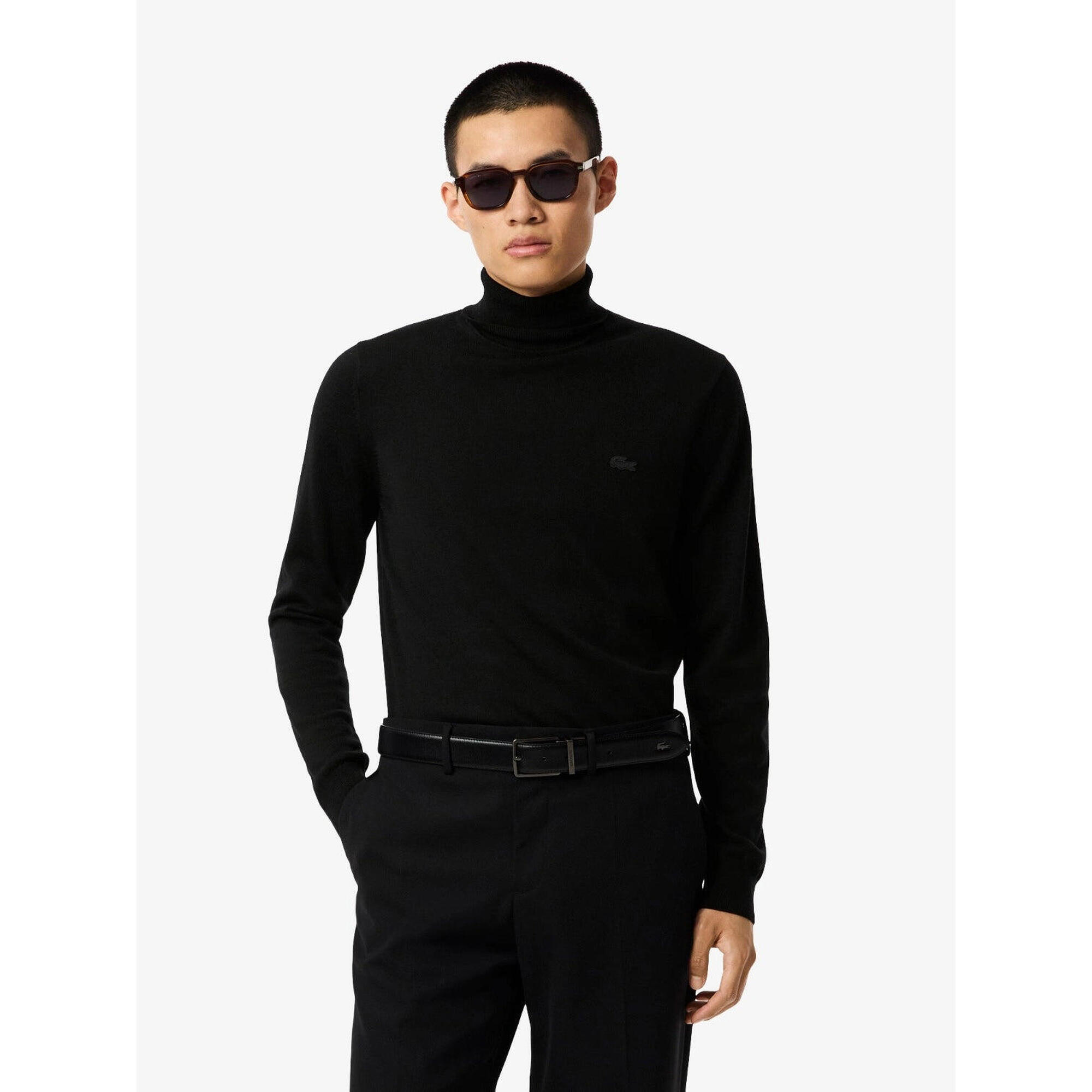 Lacoste - Pull Col Roulé Lacoste En Laine - Homme - Pull - Noir - Decathlon