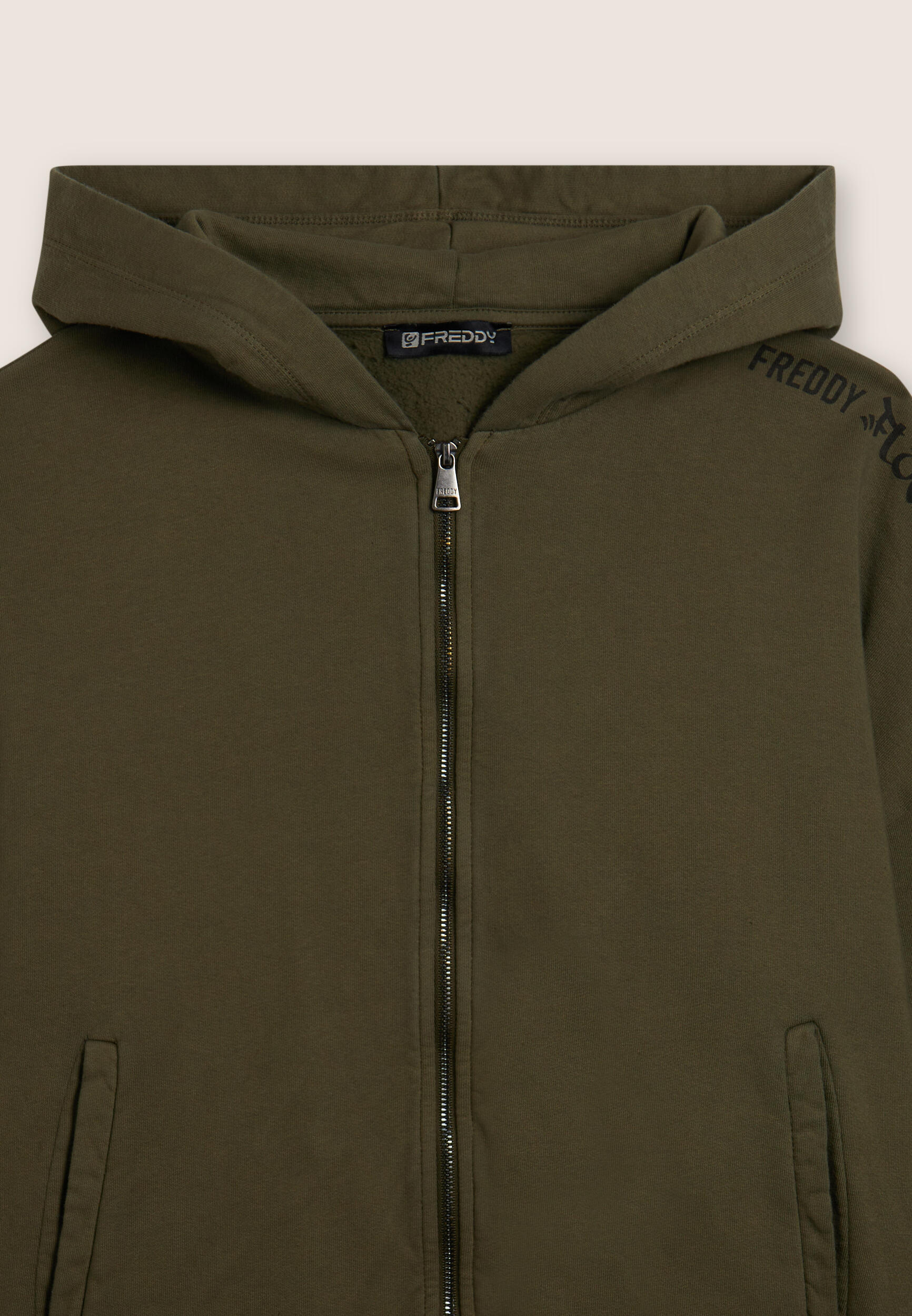 Felpa oversize cropped con zip e stampa Flow 3/3