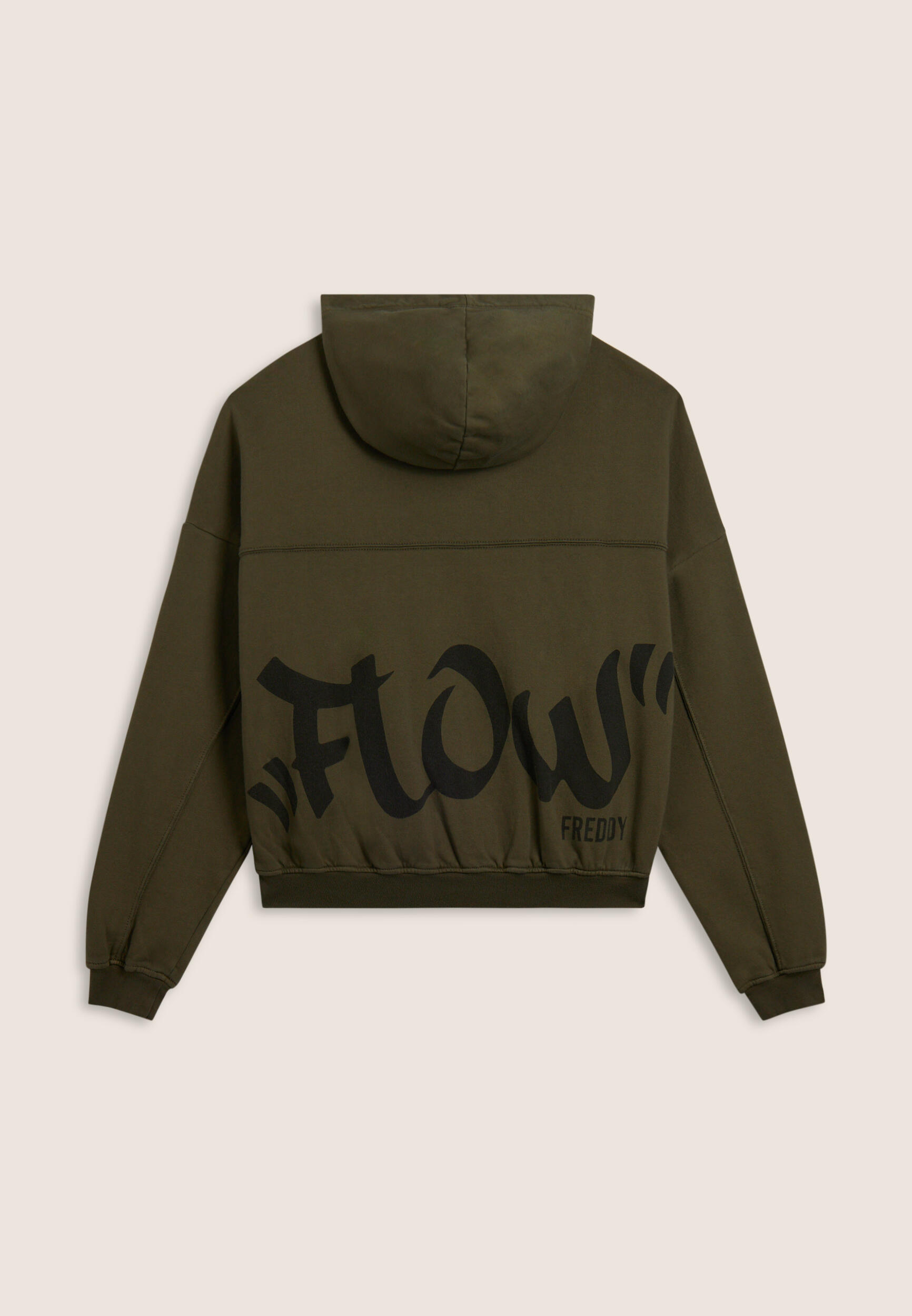 Felpa oversize cropped con zip e stampa Flow 2/3