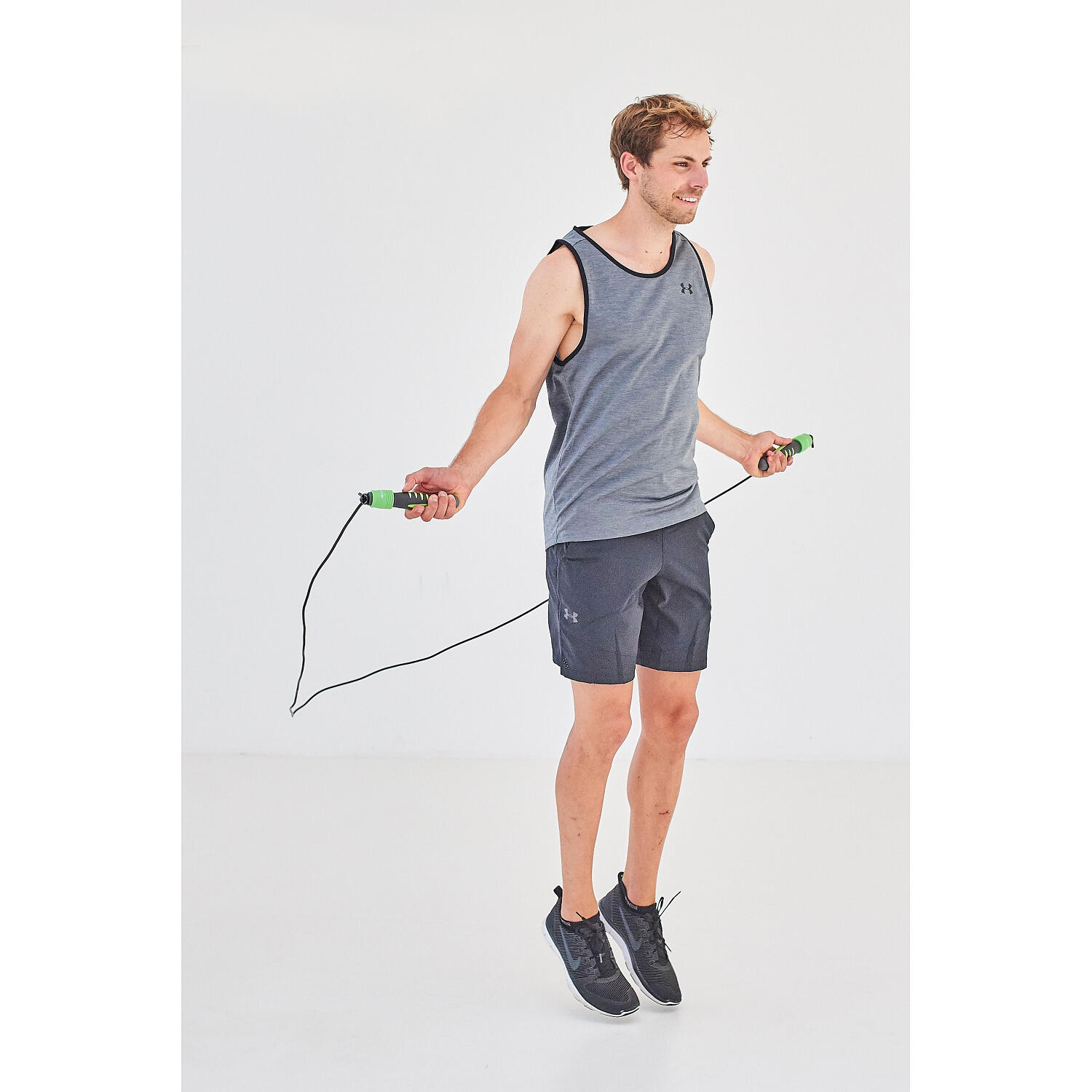 Springseil mit Zählfunktion Fitnesstraining Unisex Schwarz-Grüne Griffe 2/6