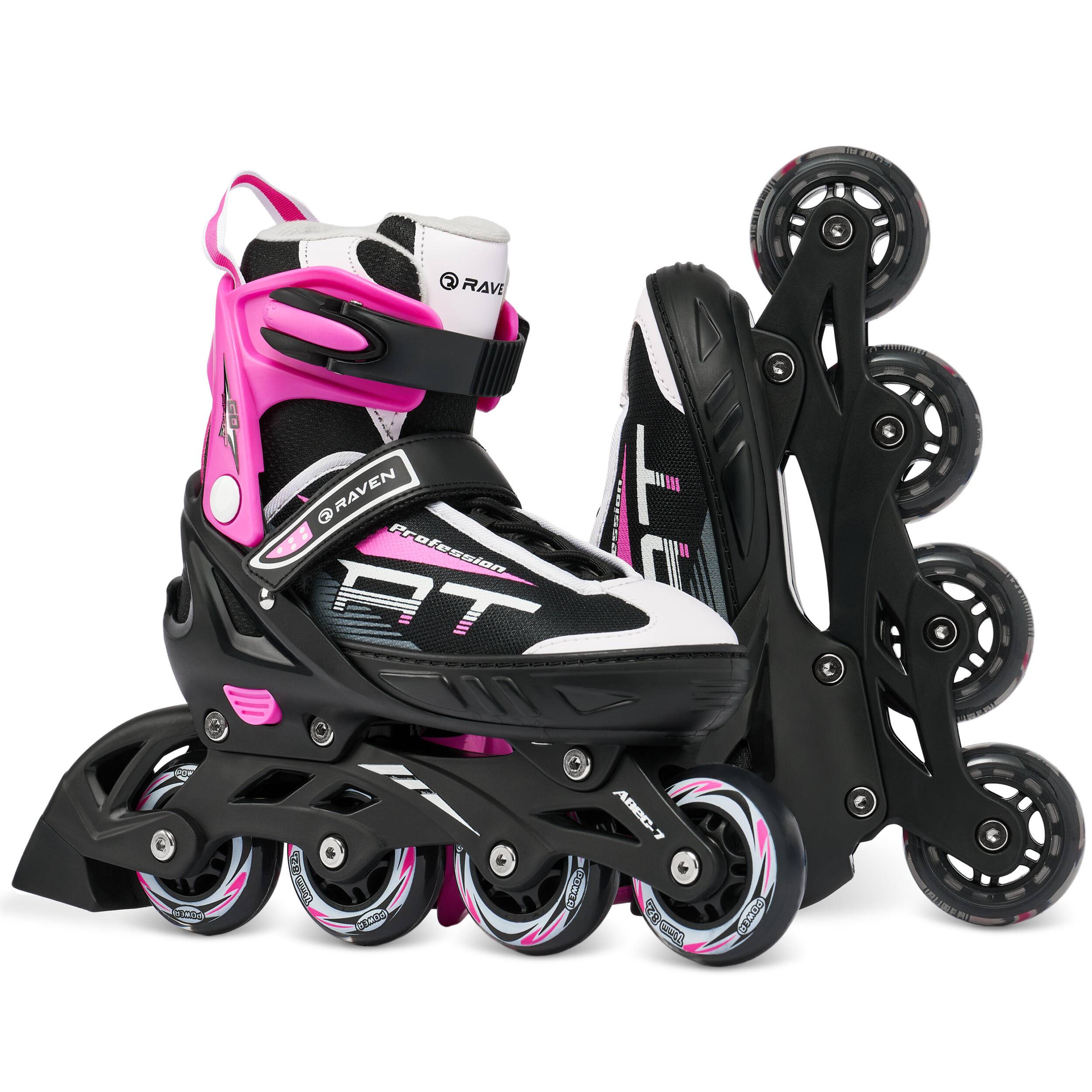 4in1 RAVEN Kids Inline Skates/Triskates/Roller Skates/Skates Singer Zwart/Blauw verstelbaar beschermers Gauss Zwart helm Runner Blauw (33-36 helm Runner S beschermers Gauss S