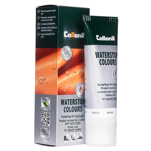 Crema de pantofi cu ulei de migdale Collonil Waterstop Colours, 75 ml, denim