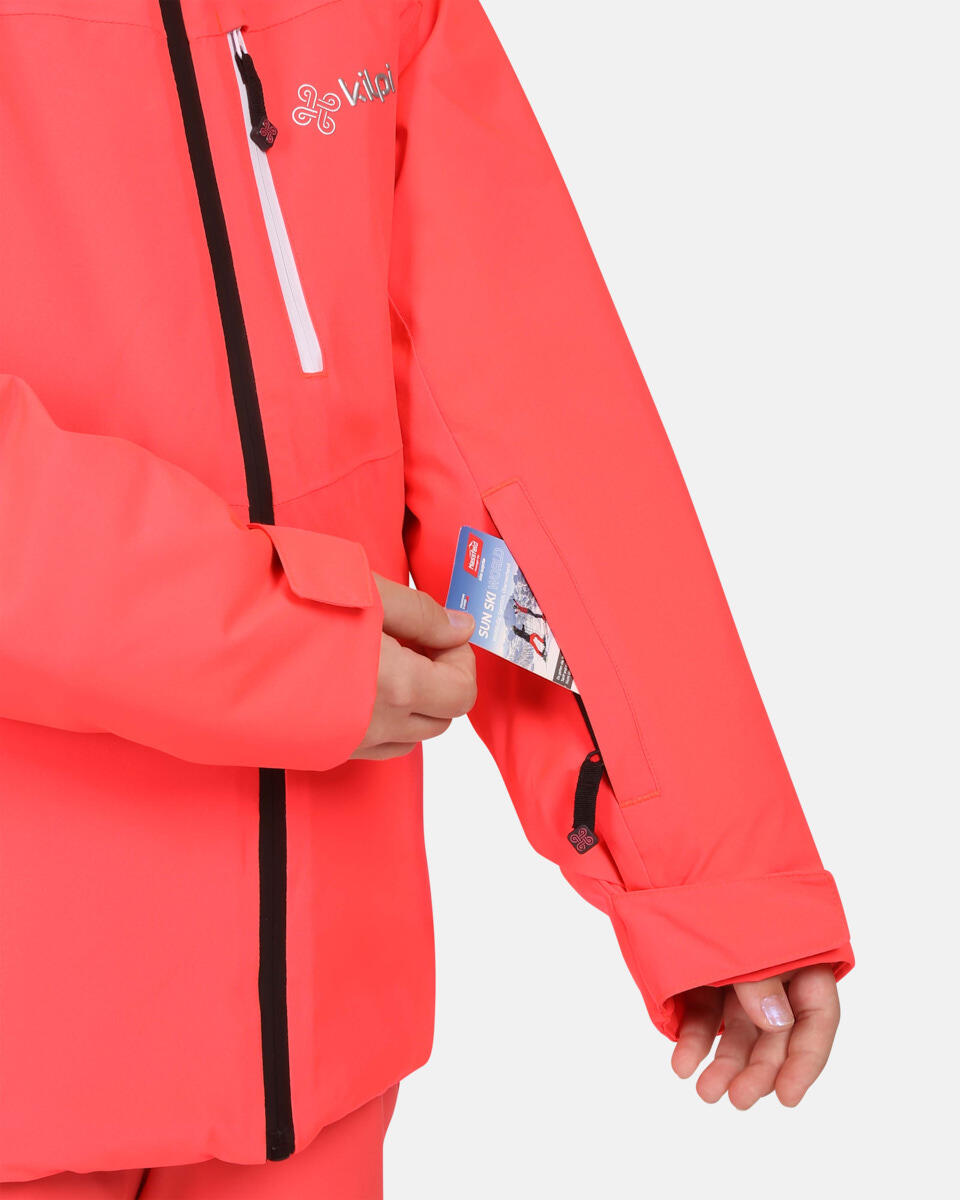 Kilpi Valera-JG Veste de ski fille rose, membrane 2 couches étanche 3/6