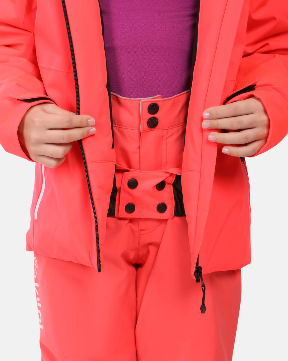 Kilpi Valera-JG Veste de ski fille rose, membrane 2 couches étanche 5/6