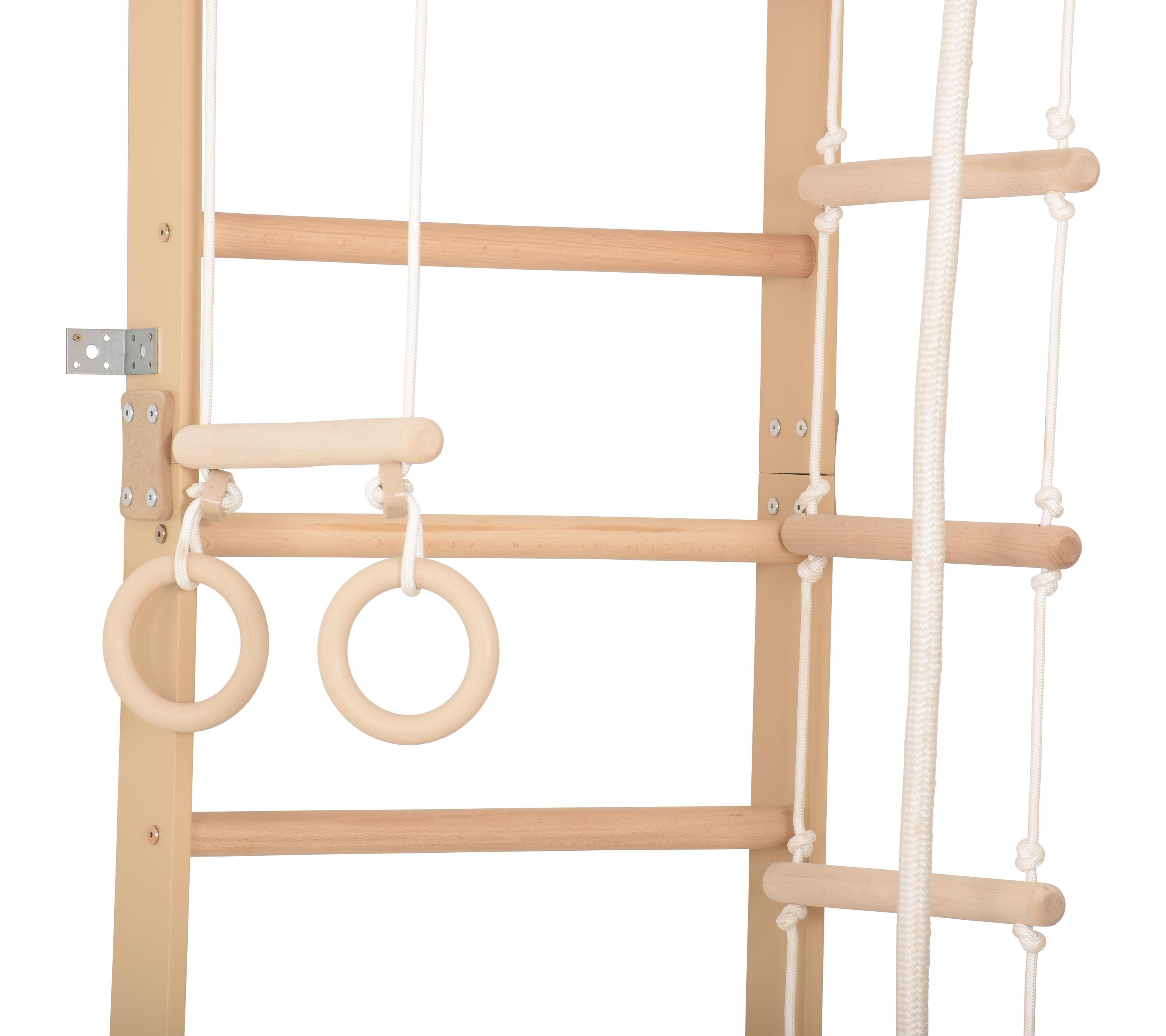 Gymnastisch wandrek met vaste optrekstang, naturel (SPR B) 4/5