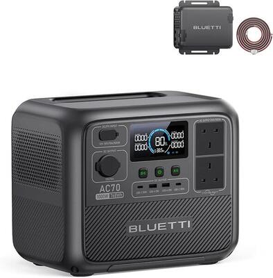 BLUETTI AC70 768Wh 560W con Caricatore Perfetto per Lavoro e Streaming