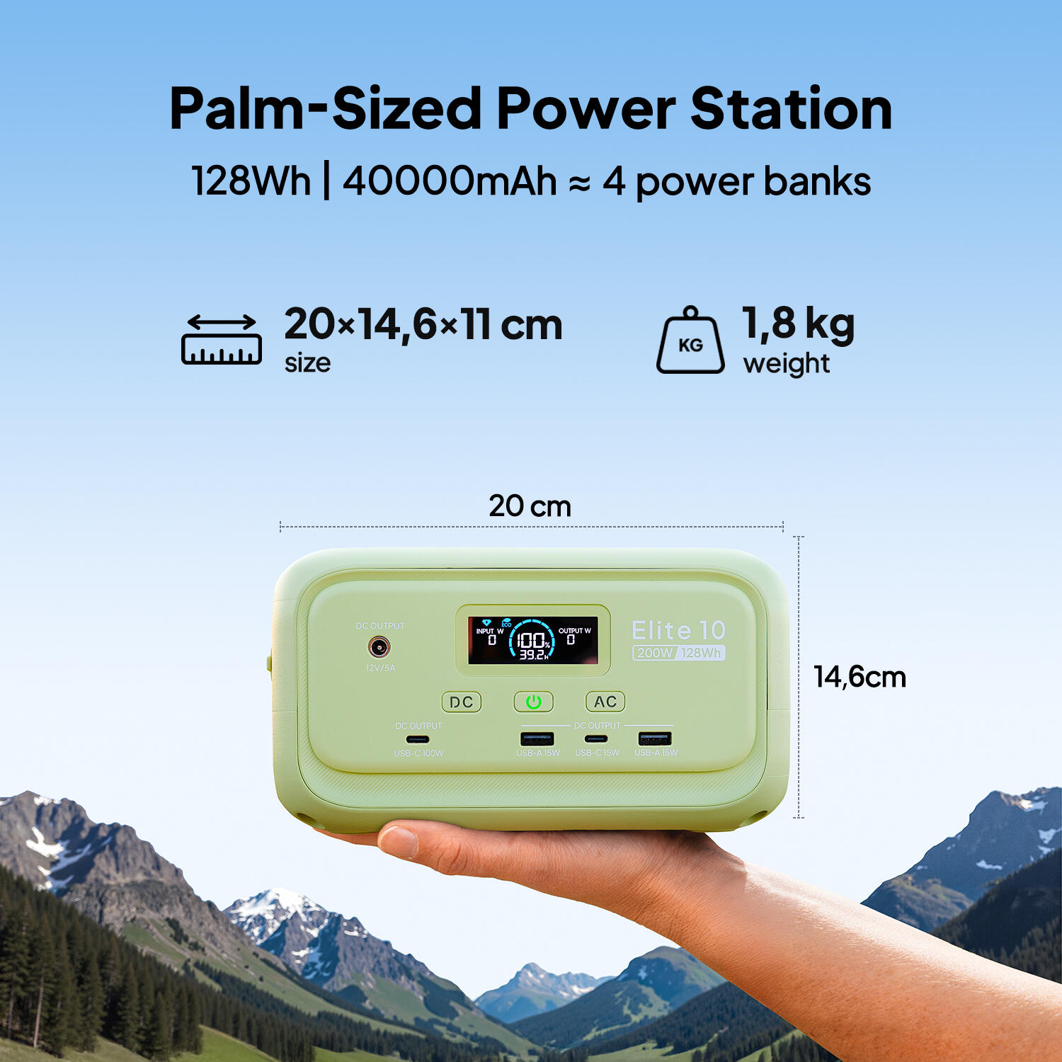 Station d’alimentation portable Elite 10 MINI 128Wh – Randonnée,week-end,camping 3/8